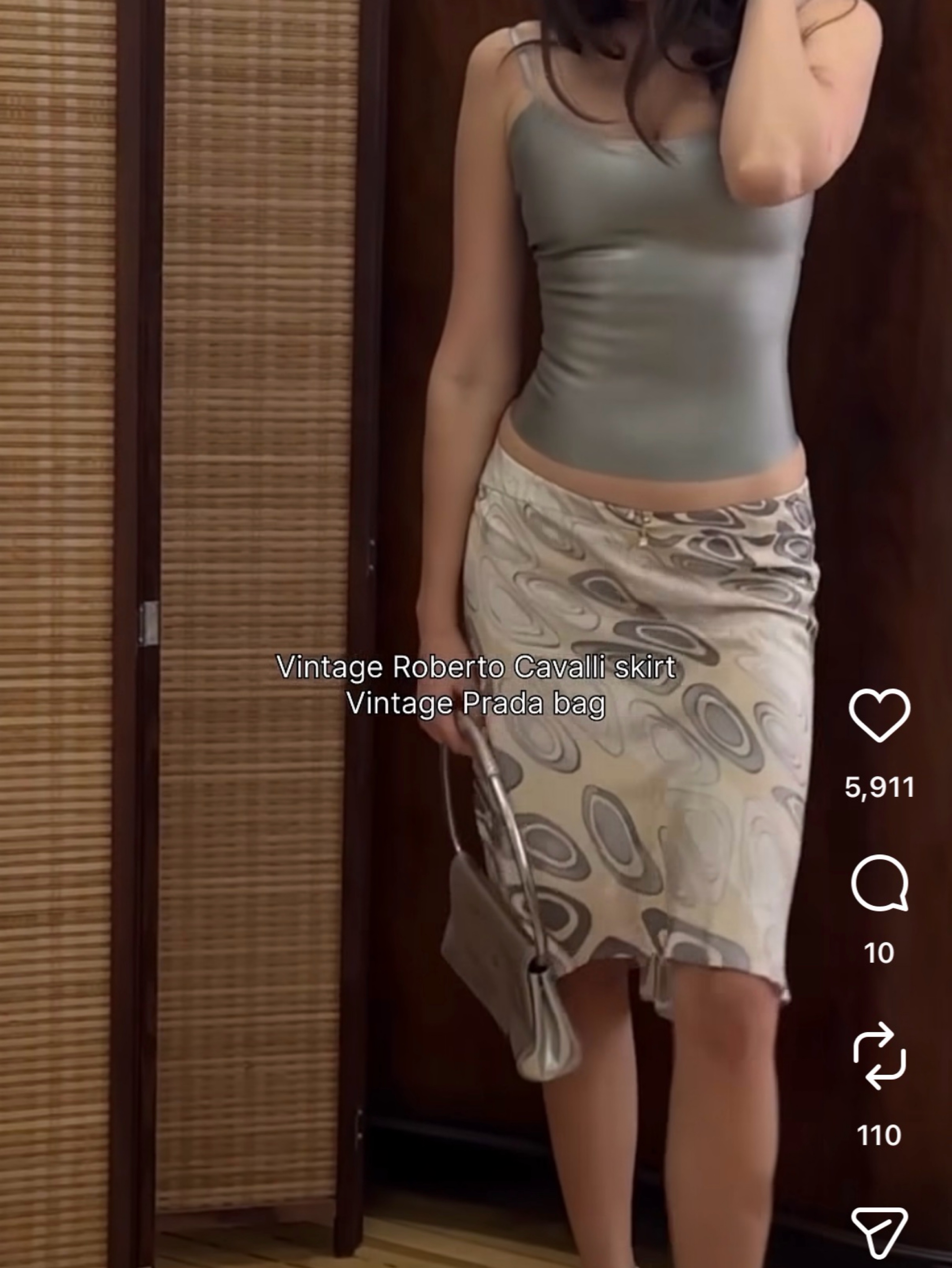 2001 Roberto Cavalli Silk Midi Skirt