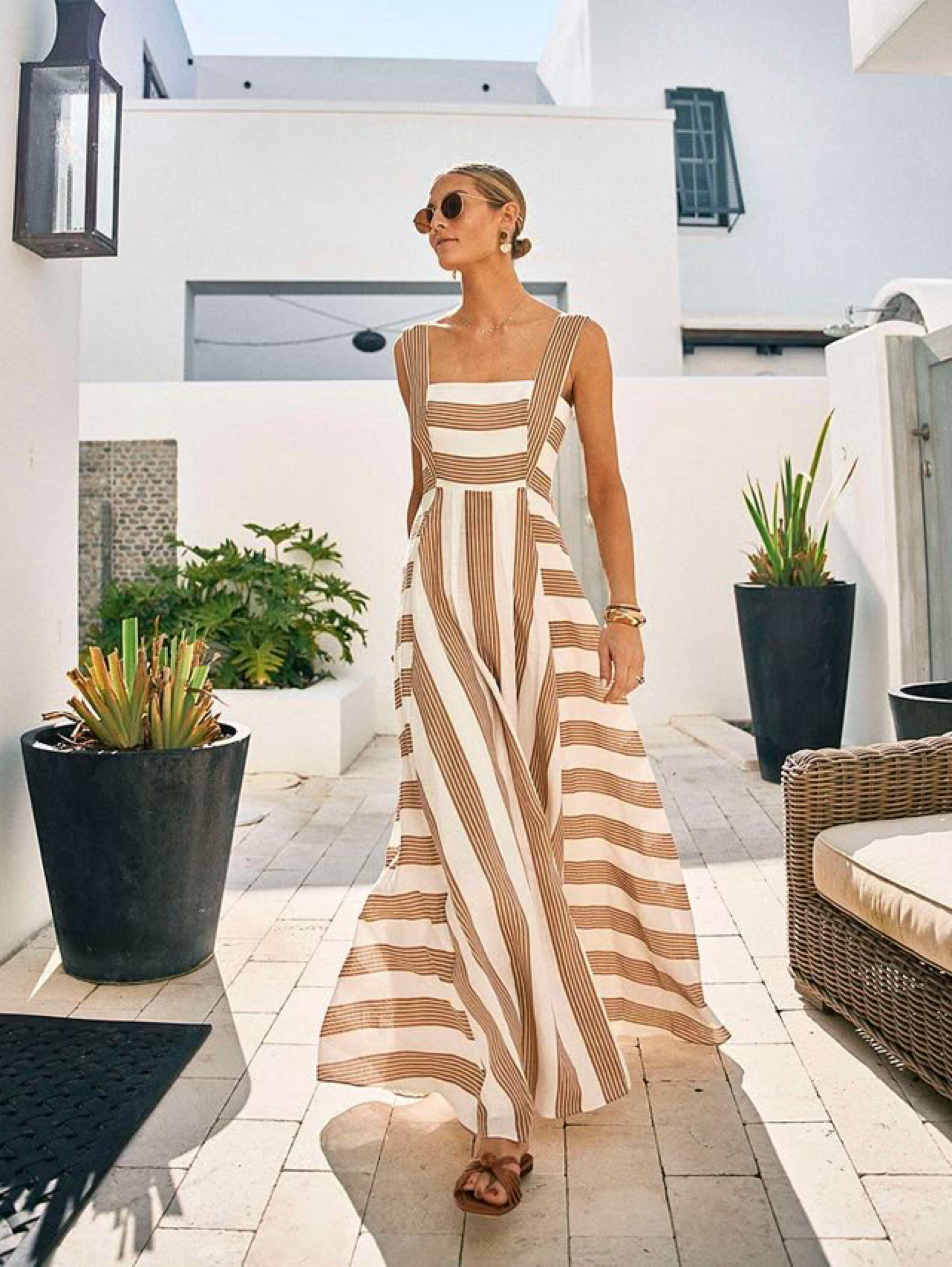 Antonio Melani tan and cream maxi dress by Antonio Melani