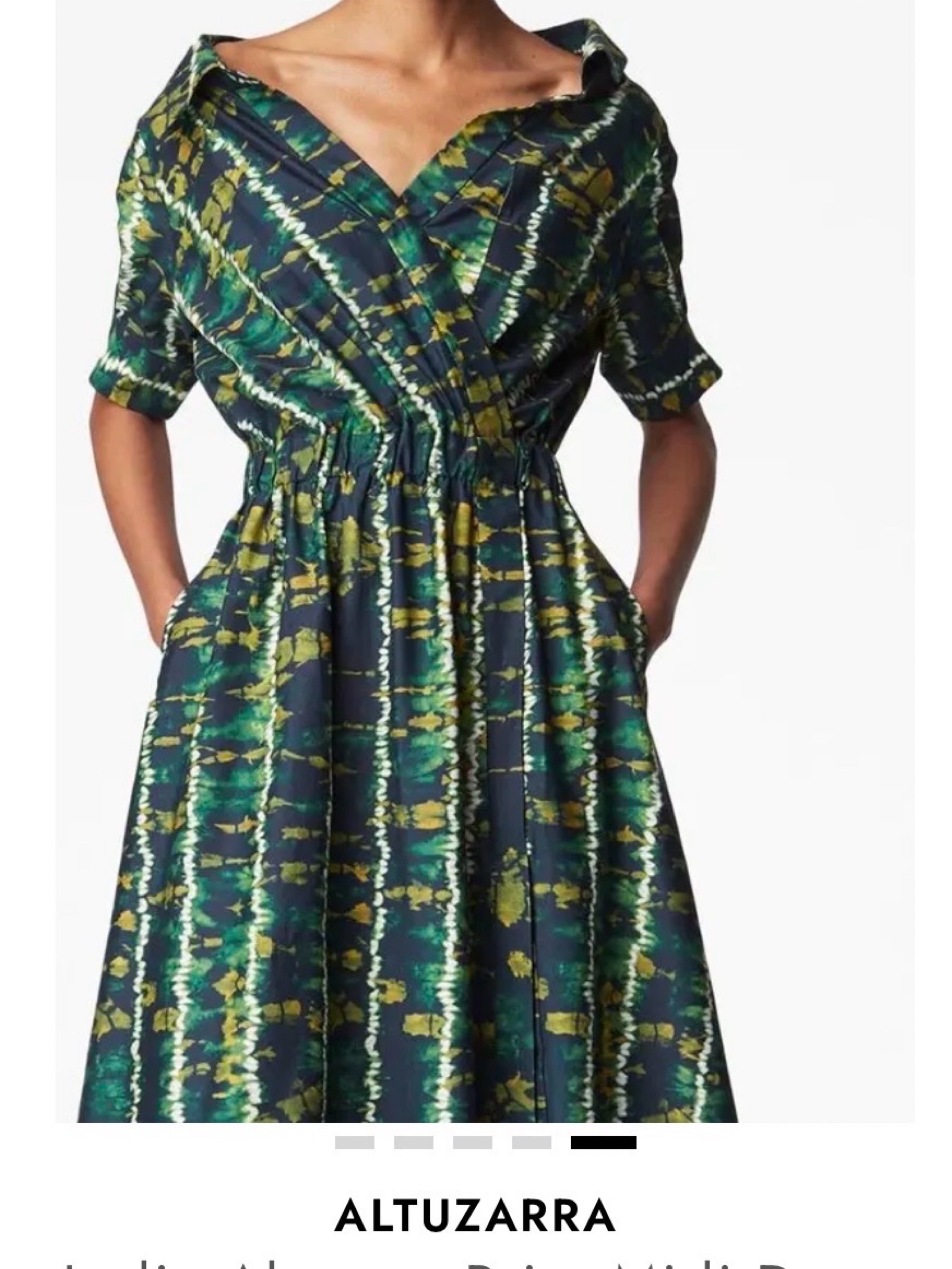 altuzarra green tie dye dress Lydia Abstract Print by Altuzarra Mock Neck