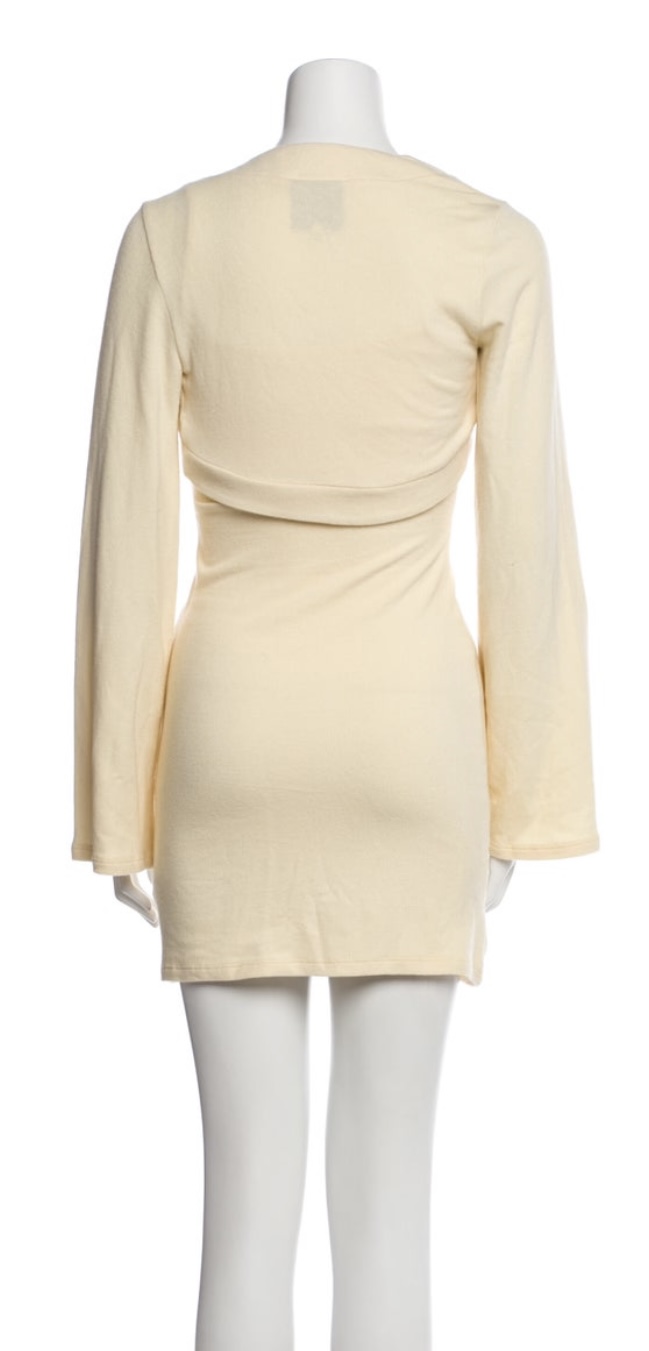 reformation yellow long sleeve dress Reformation Chloe Knit Butter Yellow Dress Set with Shrug by Reformation