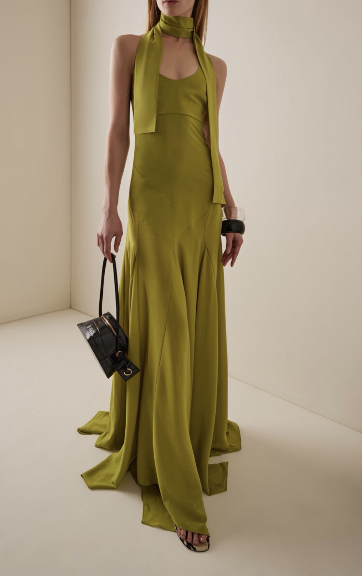 chartreuse halter dress Dresstrict | Now Available  Turn heads in this elegant chartreuse satin  gown featuring a halter neckline and a flowing full skirt. Perfect for  evening