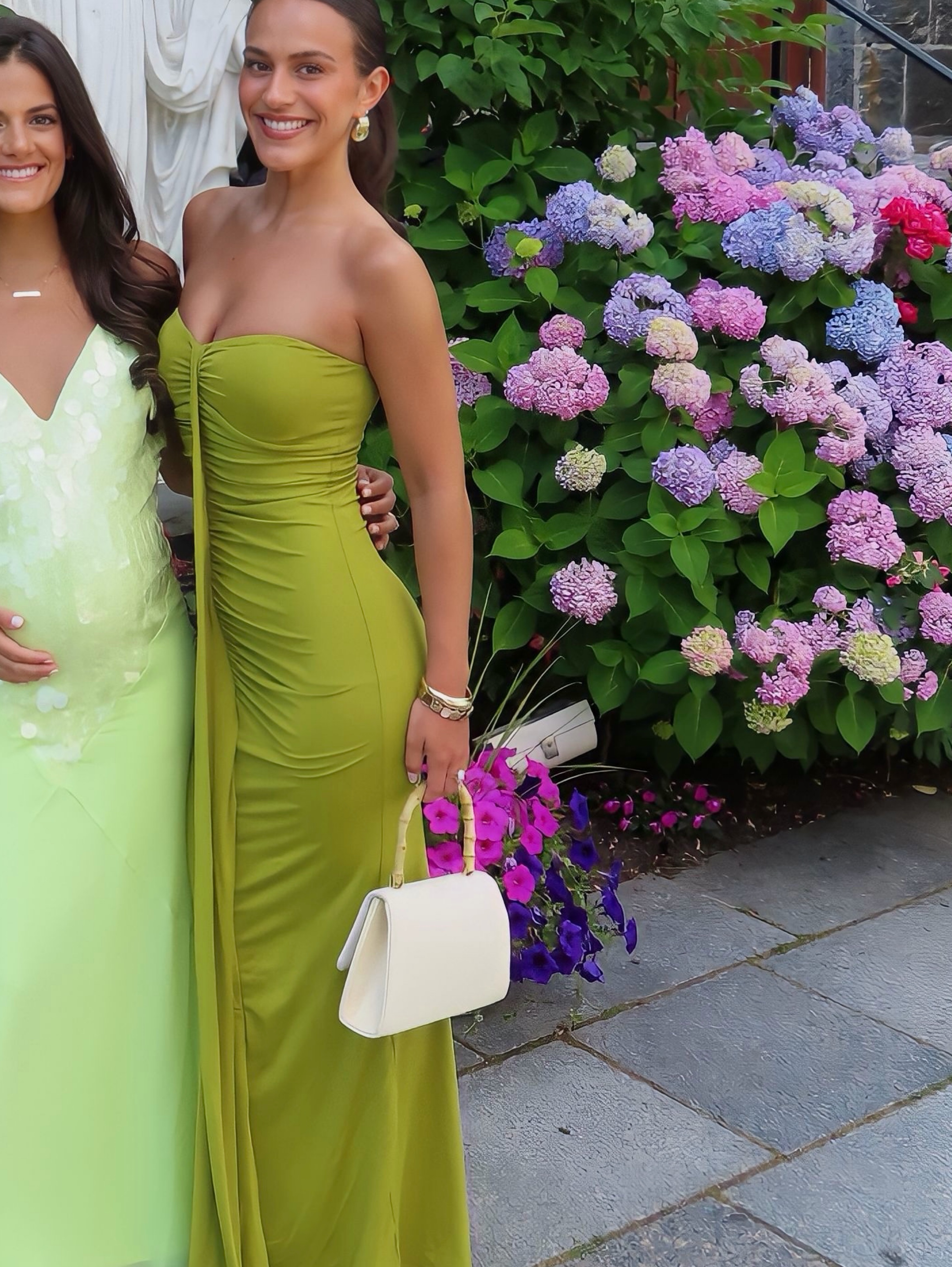green strapless dress revolve Green Strapless