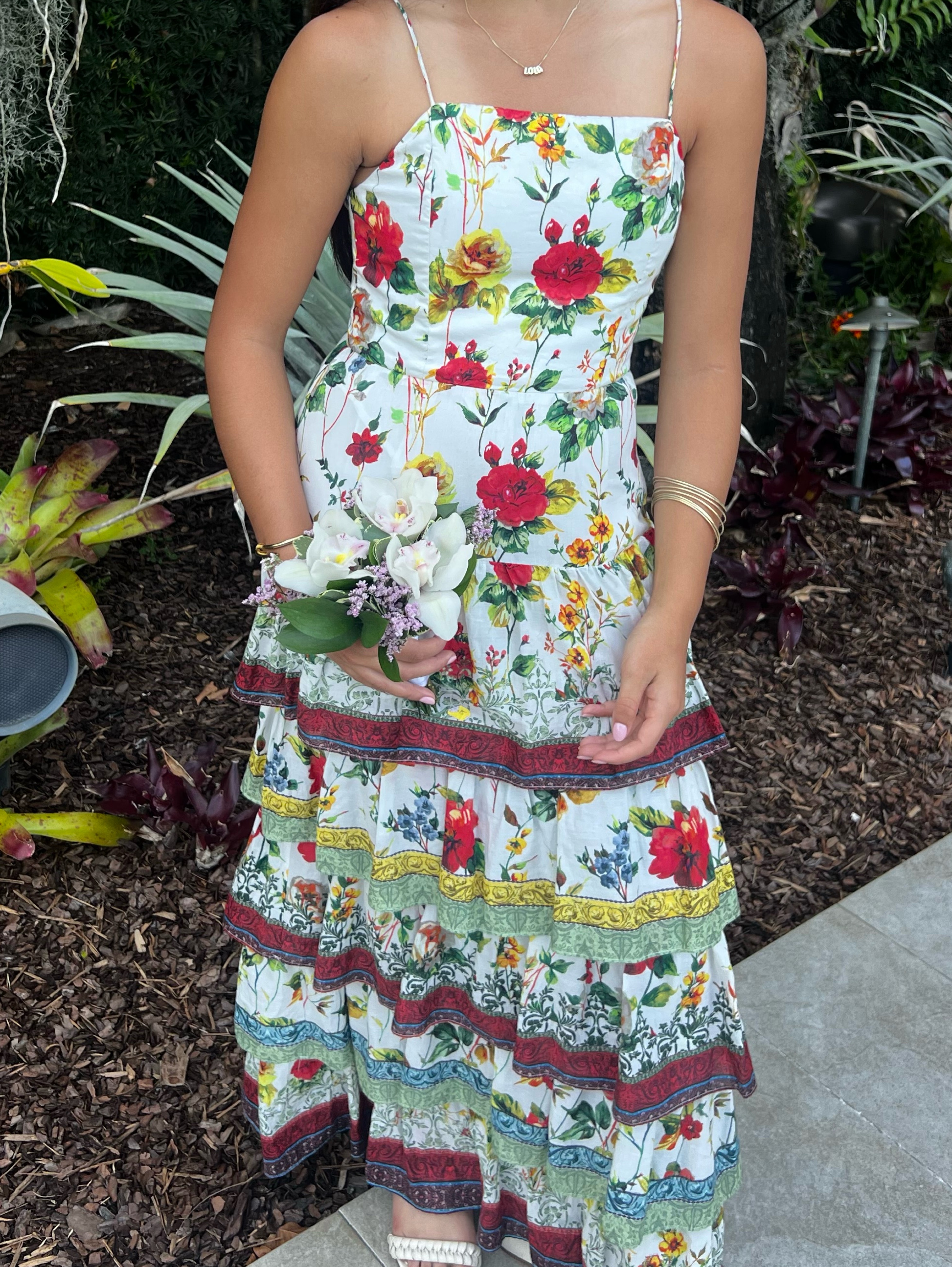 valencia placed floral tiered cotton dress Valencia Placed Floral Tiered Cotton Dress (Women)