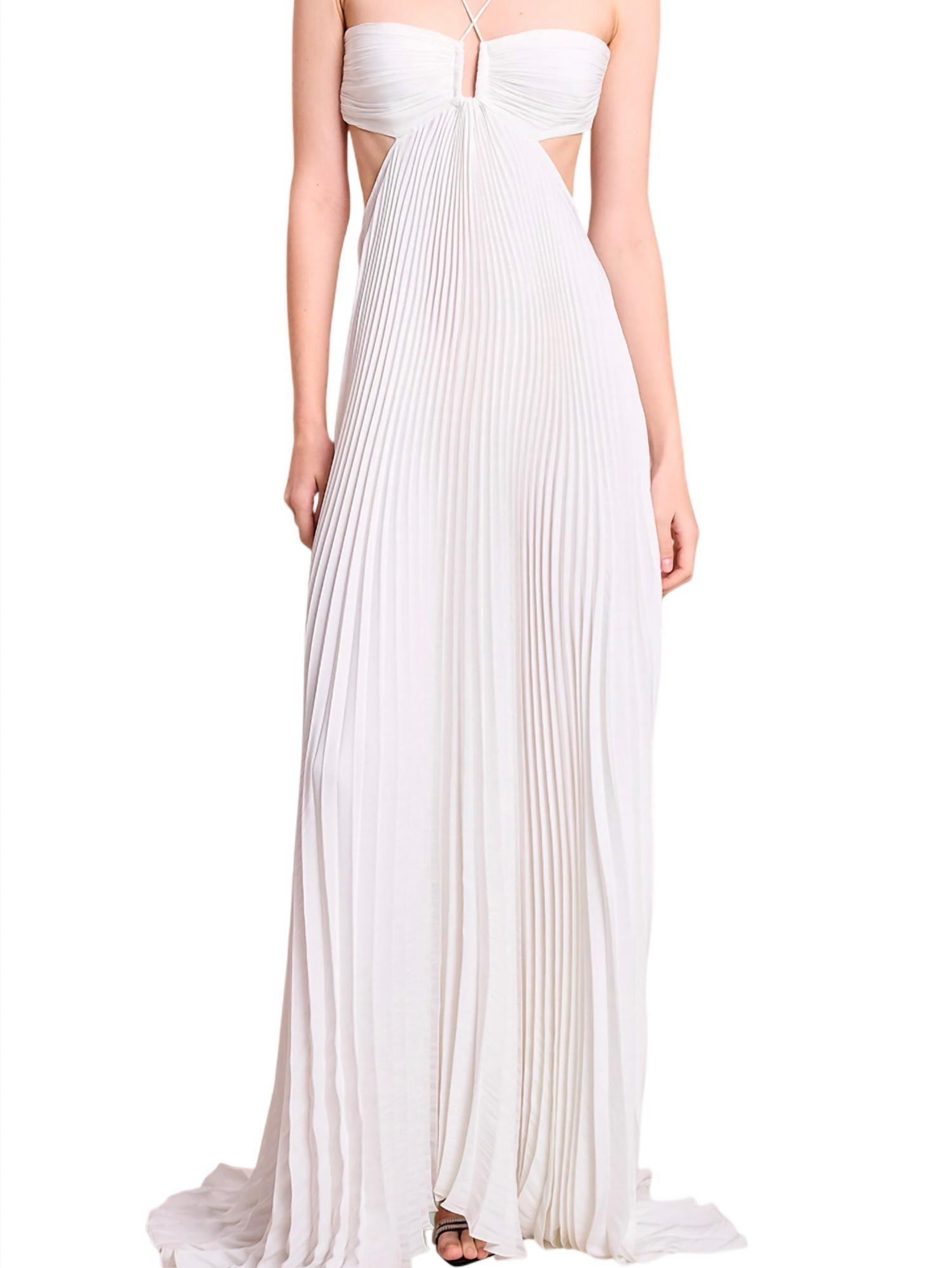 alc white maxi dress A.L.C. Bianca Strapless Pleated Maxi Dress in Whisper White, Size 0