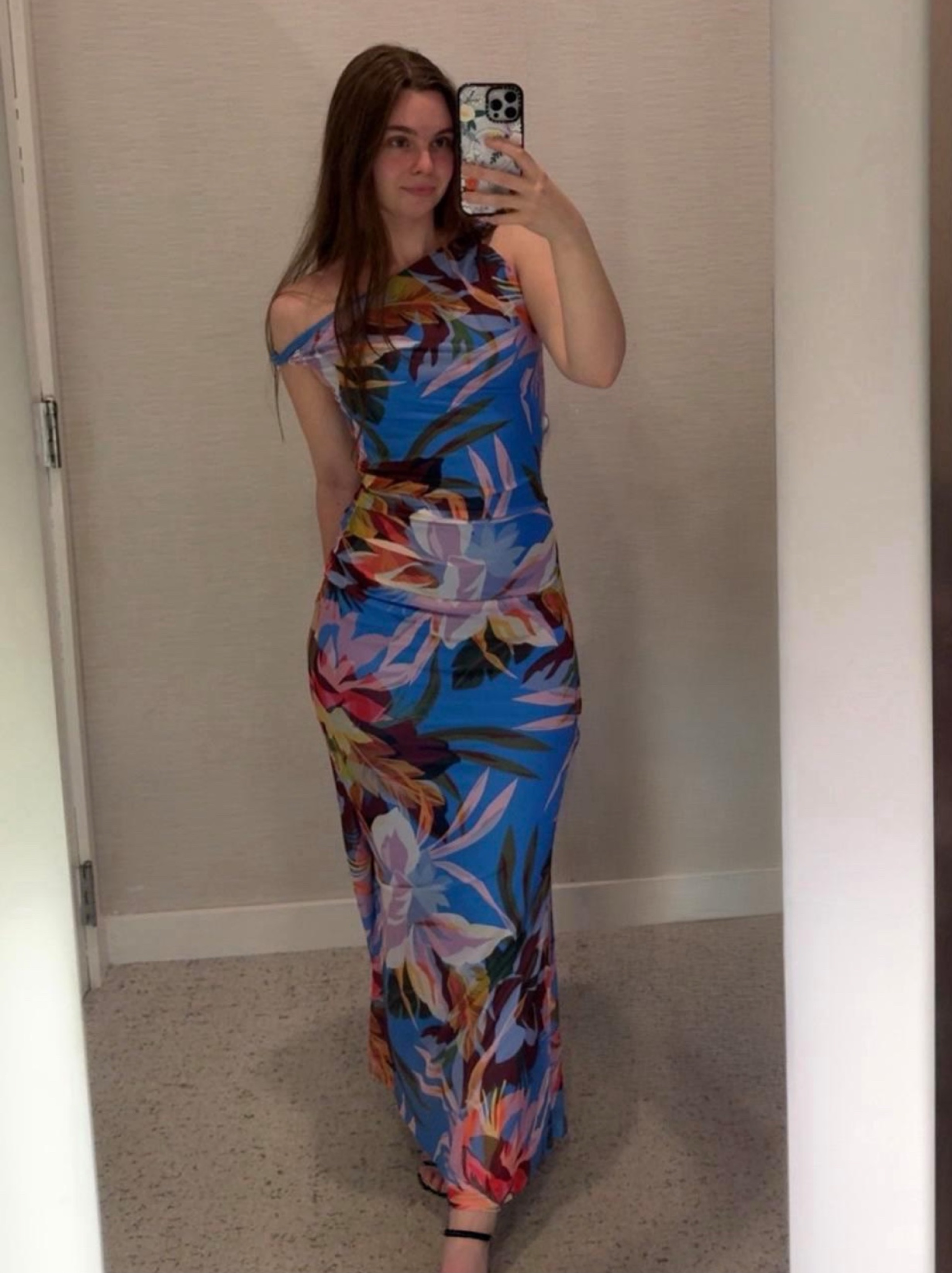 Aqua floral asymmetrical one shoulder dress by Aqua - Pickle