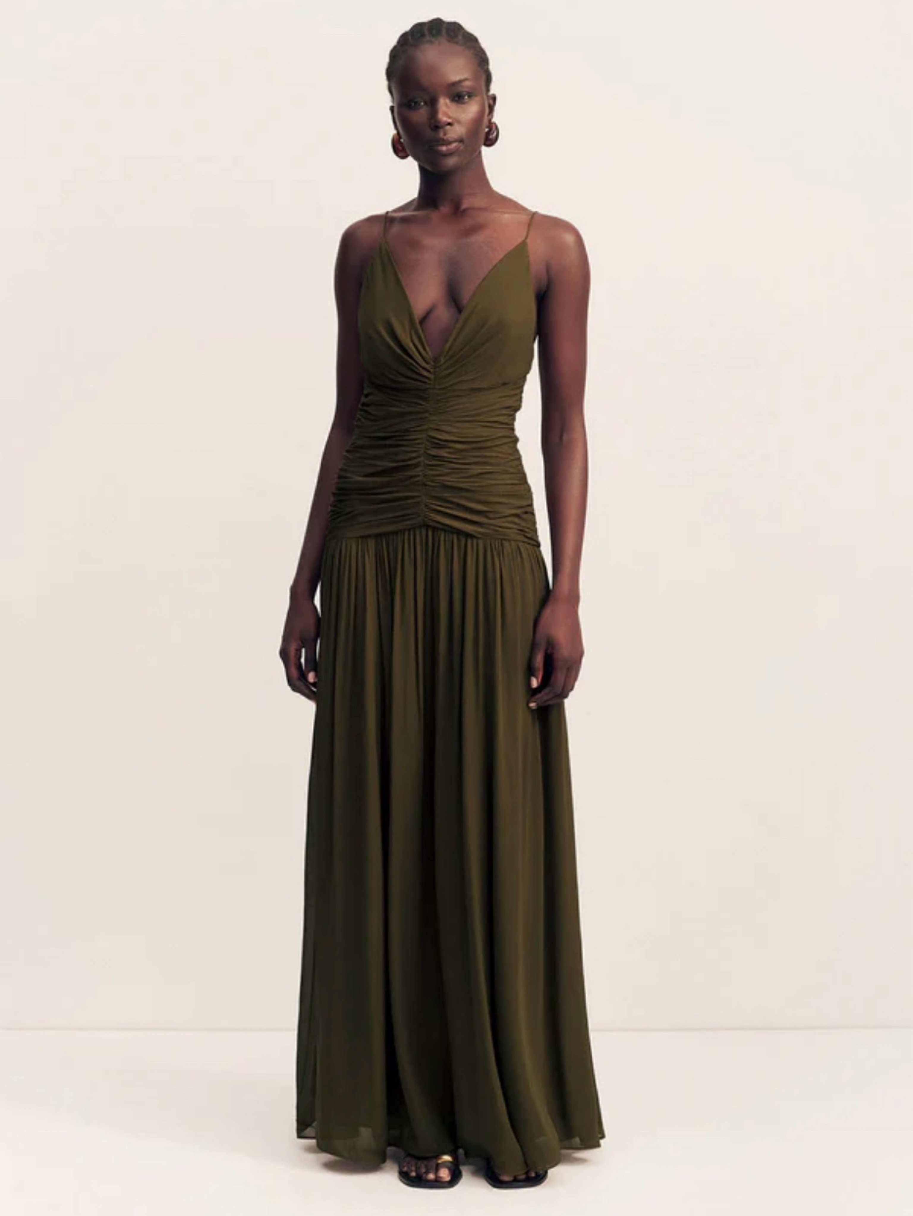 shona joy green dress Rent Shona Joy La Lune Lace Back Maxi Dress Forest