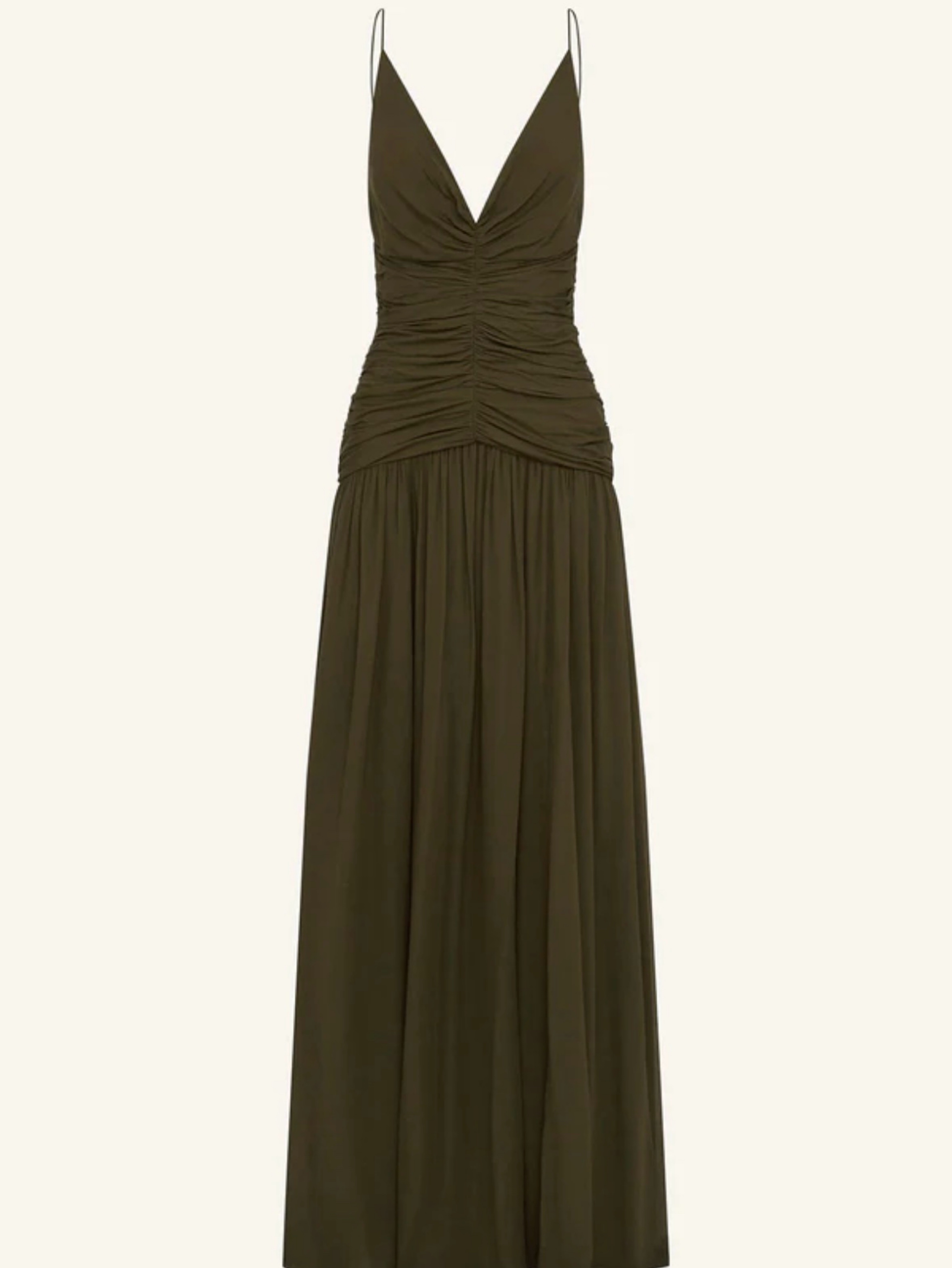 shona joy olive green dress Shona Joy - Giorgia Plunged Midi Dress - Olive Oil