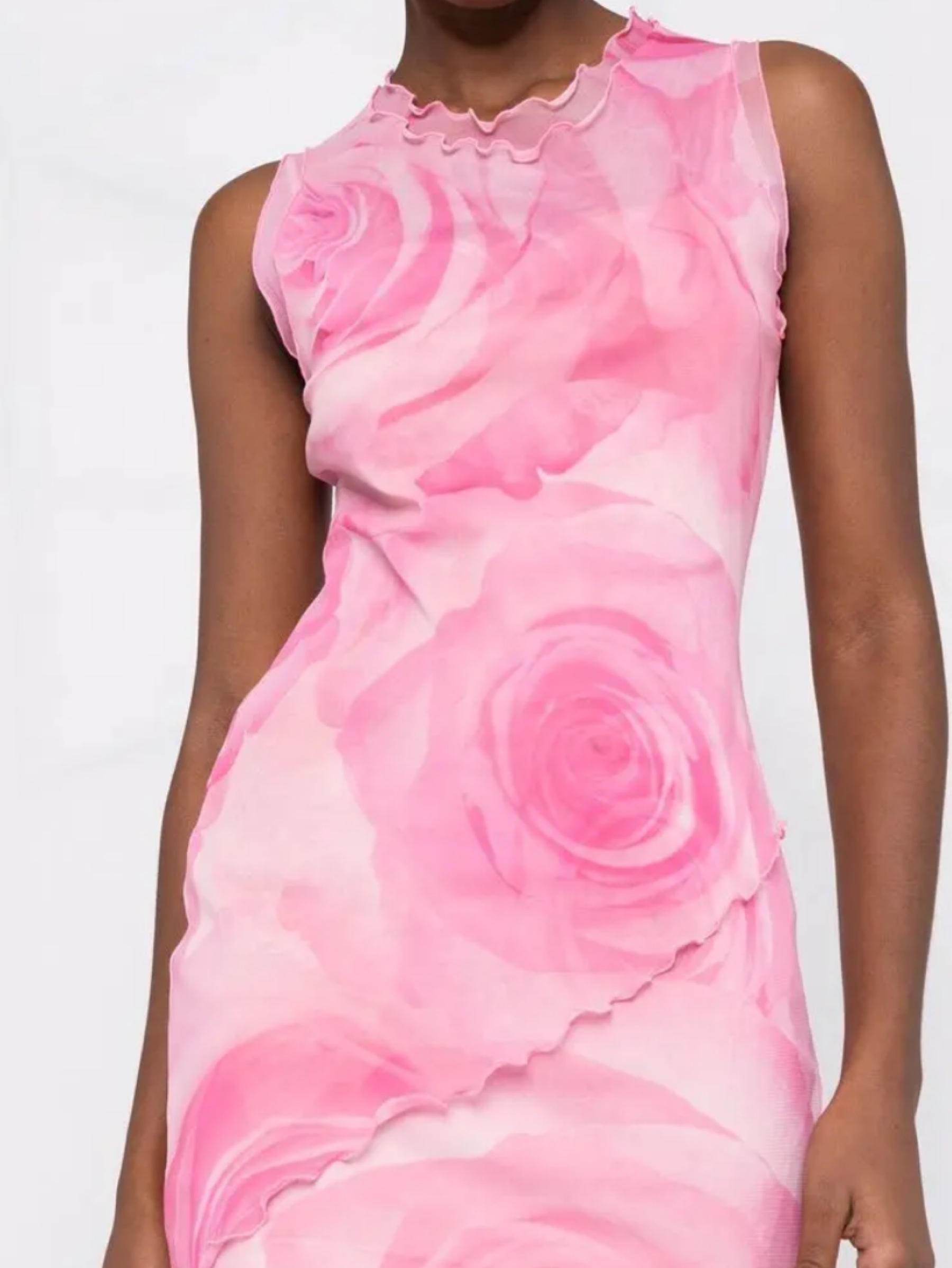 Blumarine Rose Print Mesh Mini Dress by Blumarine | Pickle