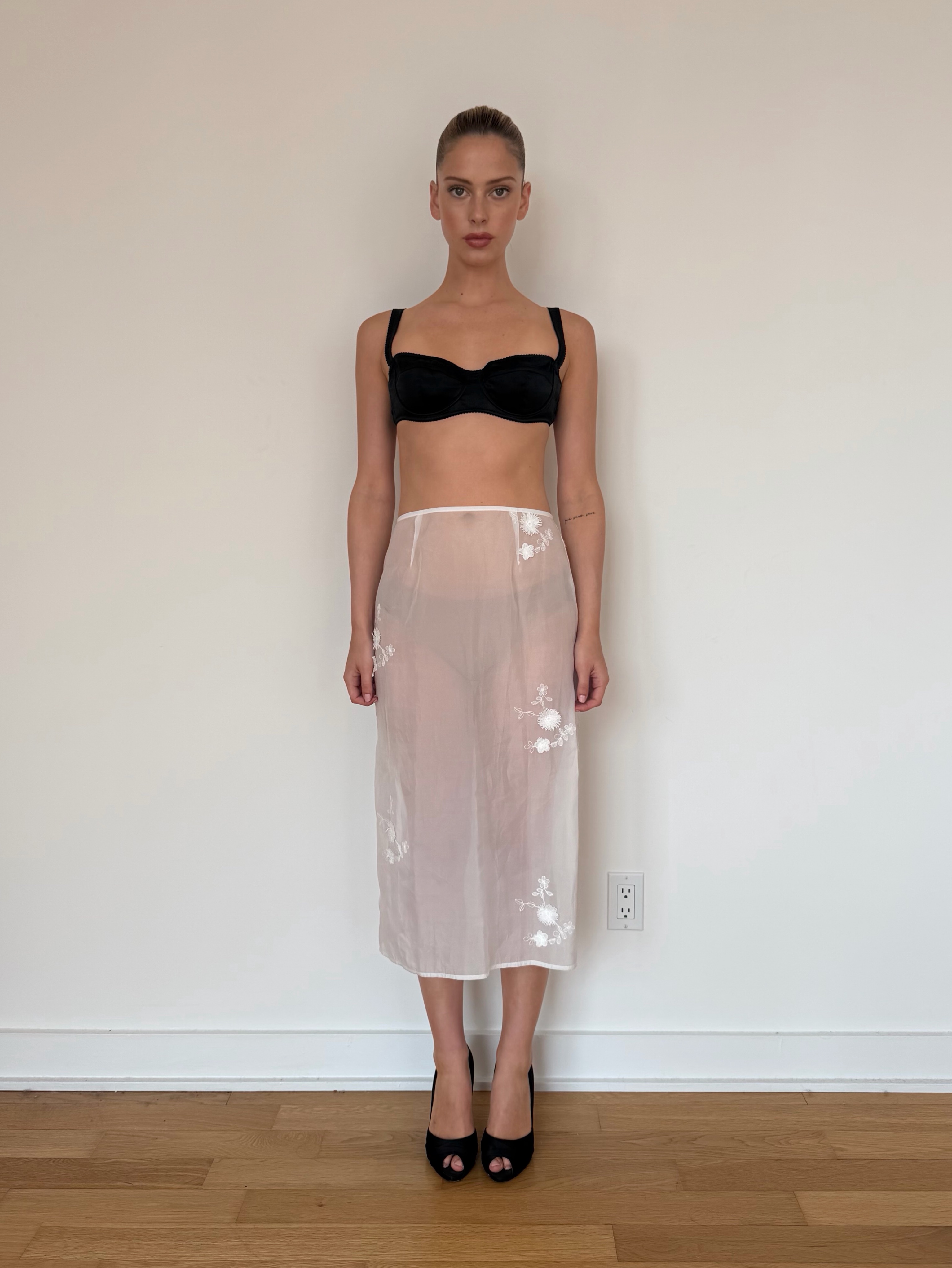 See Through Embellished Maxi Skirt