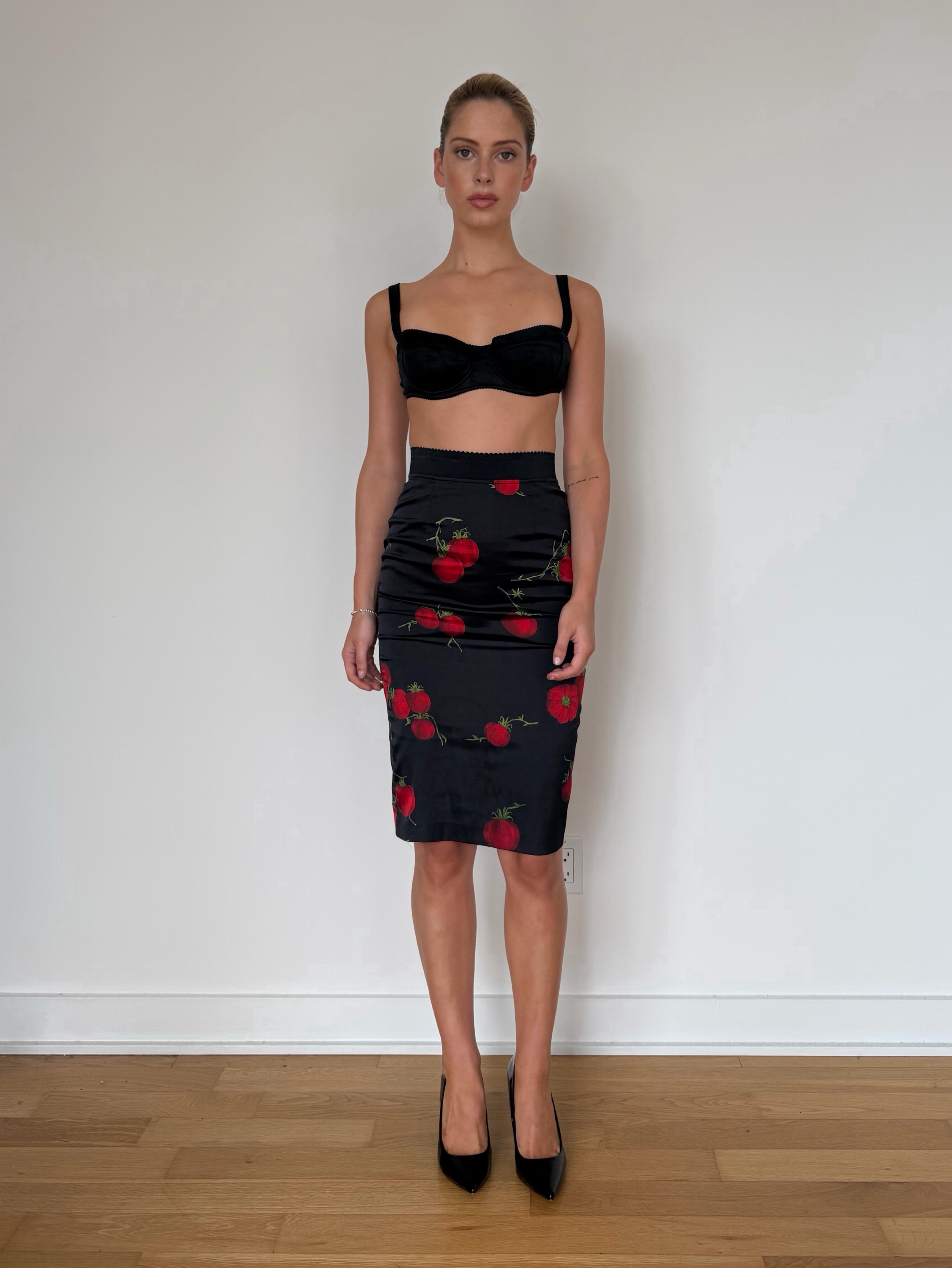 Dolce & Gabanna Skirt and Bralette Black Tomato Set