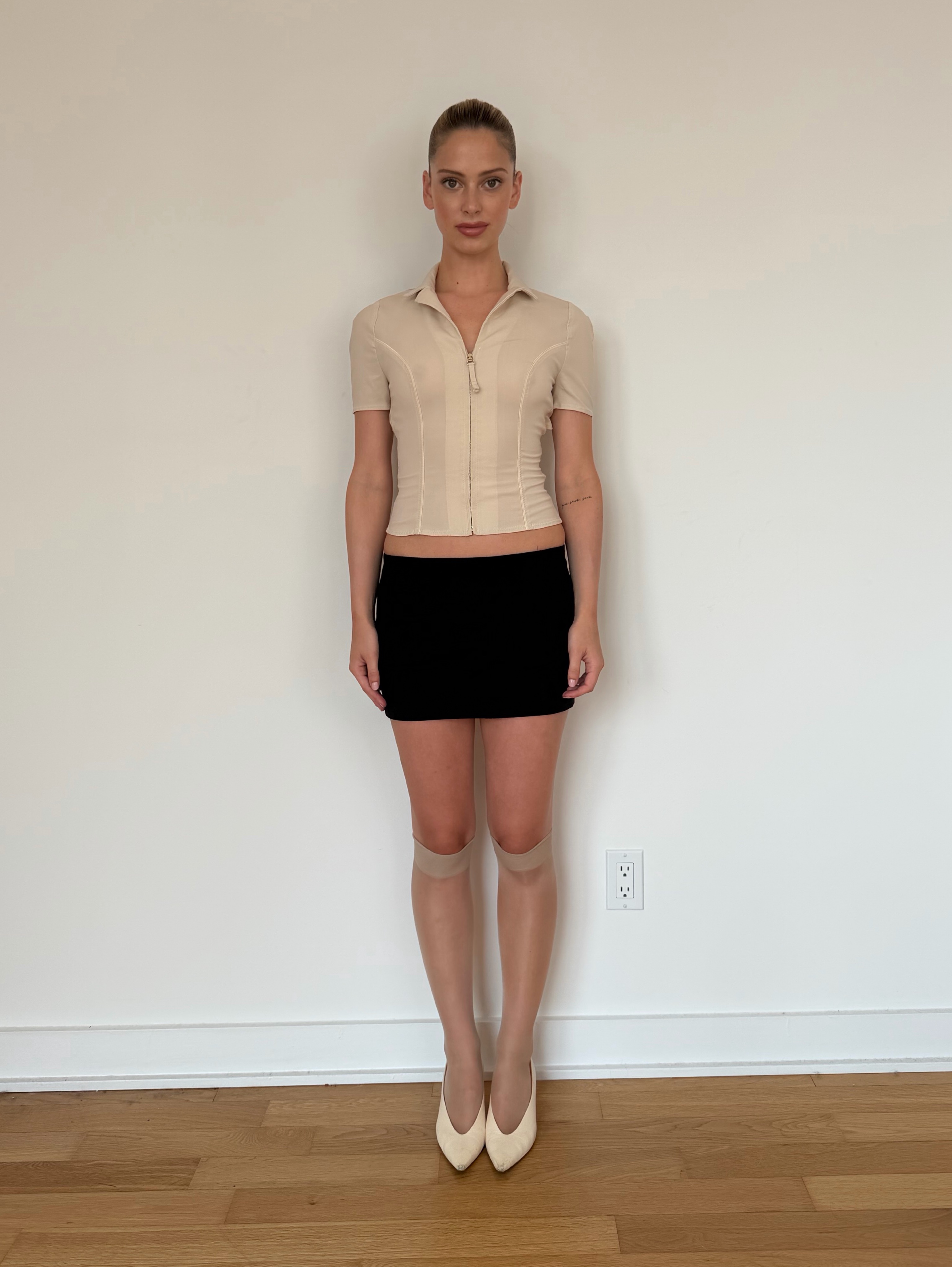 Jacquemus Cream Zipper Open Back Top