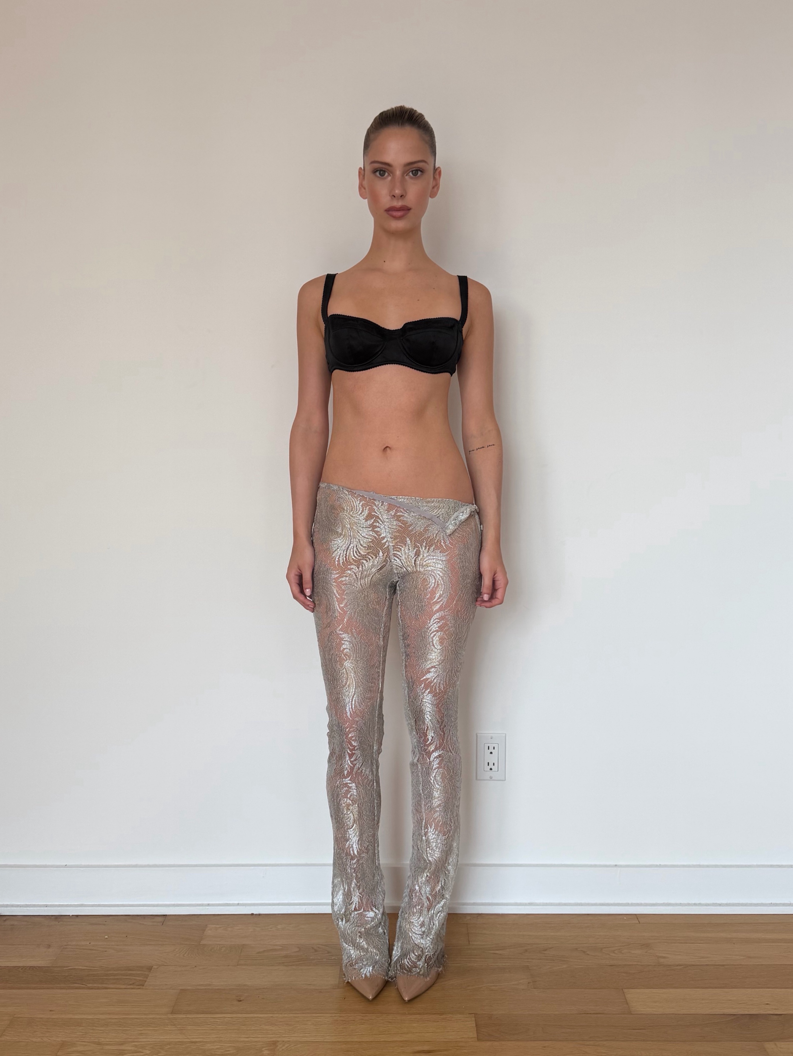 Coperni See Through Embroidered Silver Pants