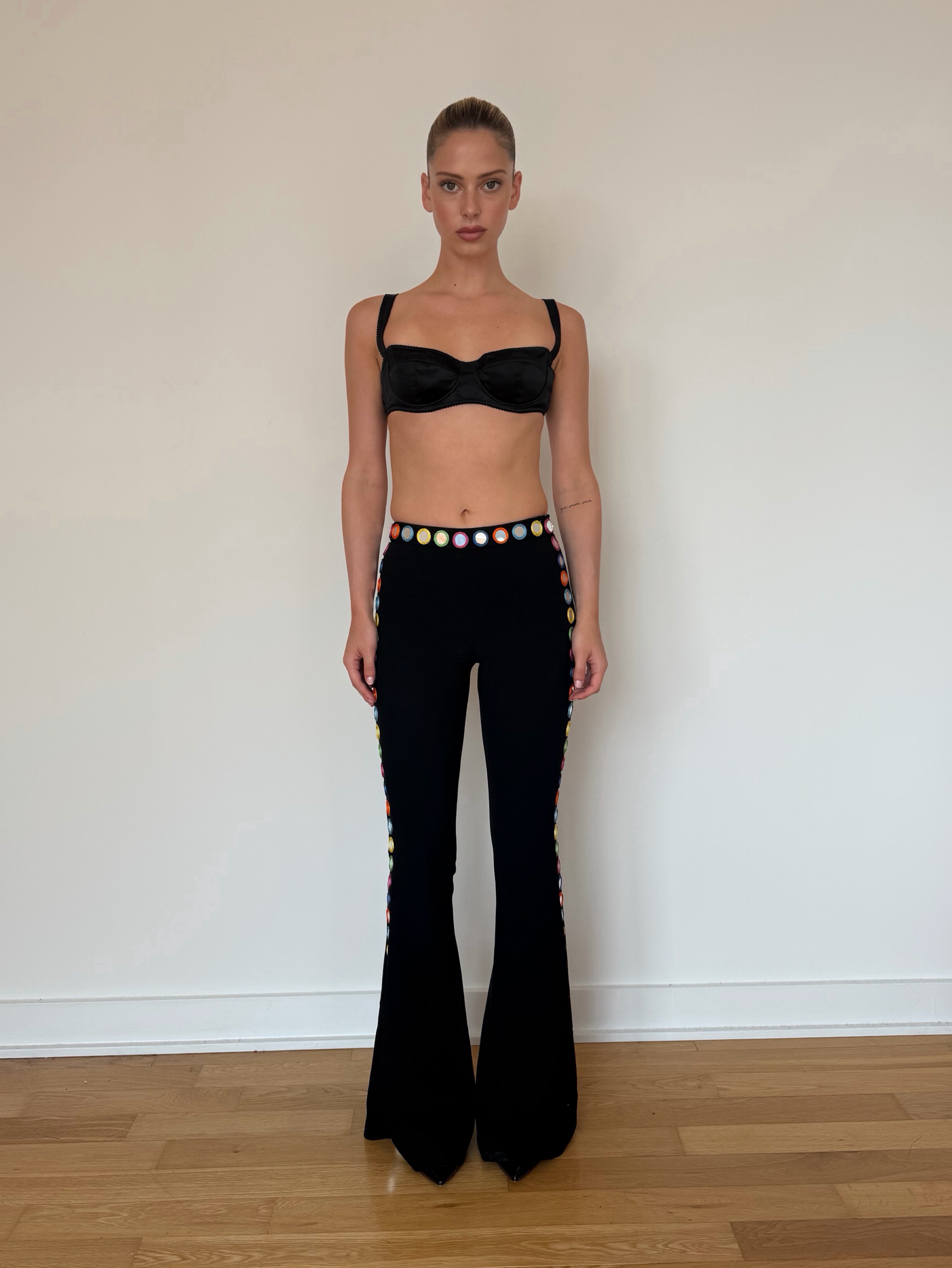 Moschino High Rise Black Embellished Pants