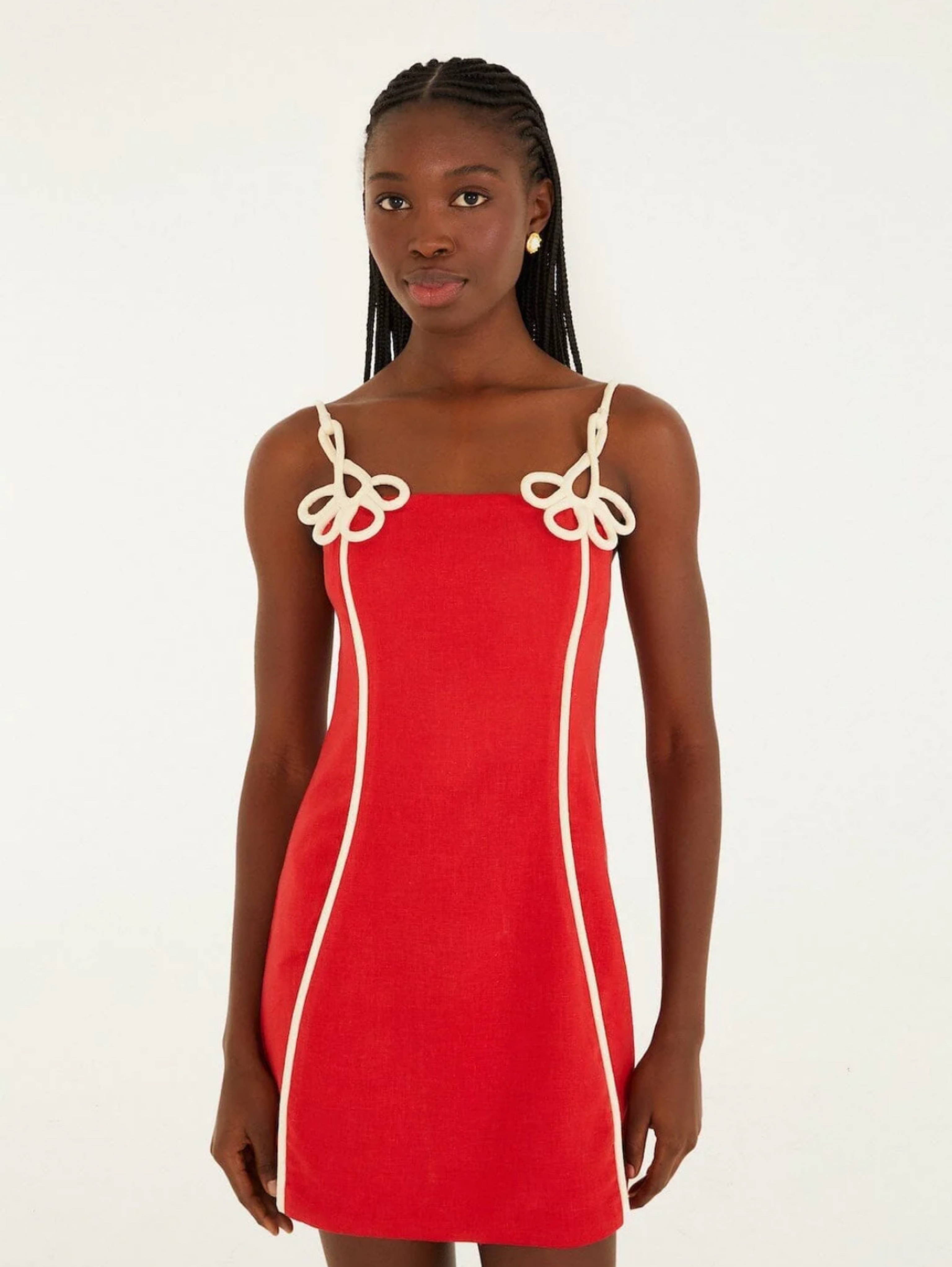 farm rio red olivia mini dress Farm Rio 3D Red Flower Mini Dress by Farm Rio