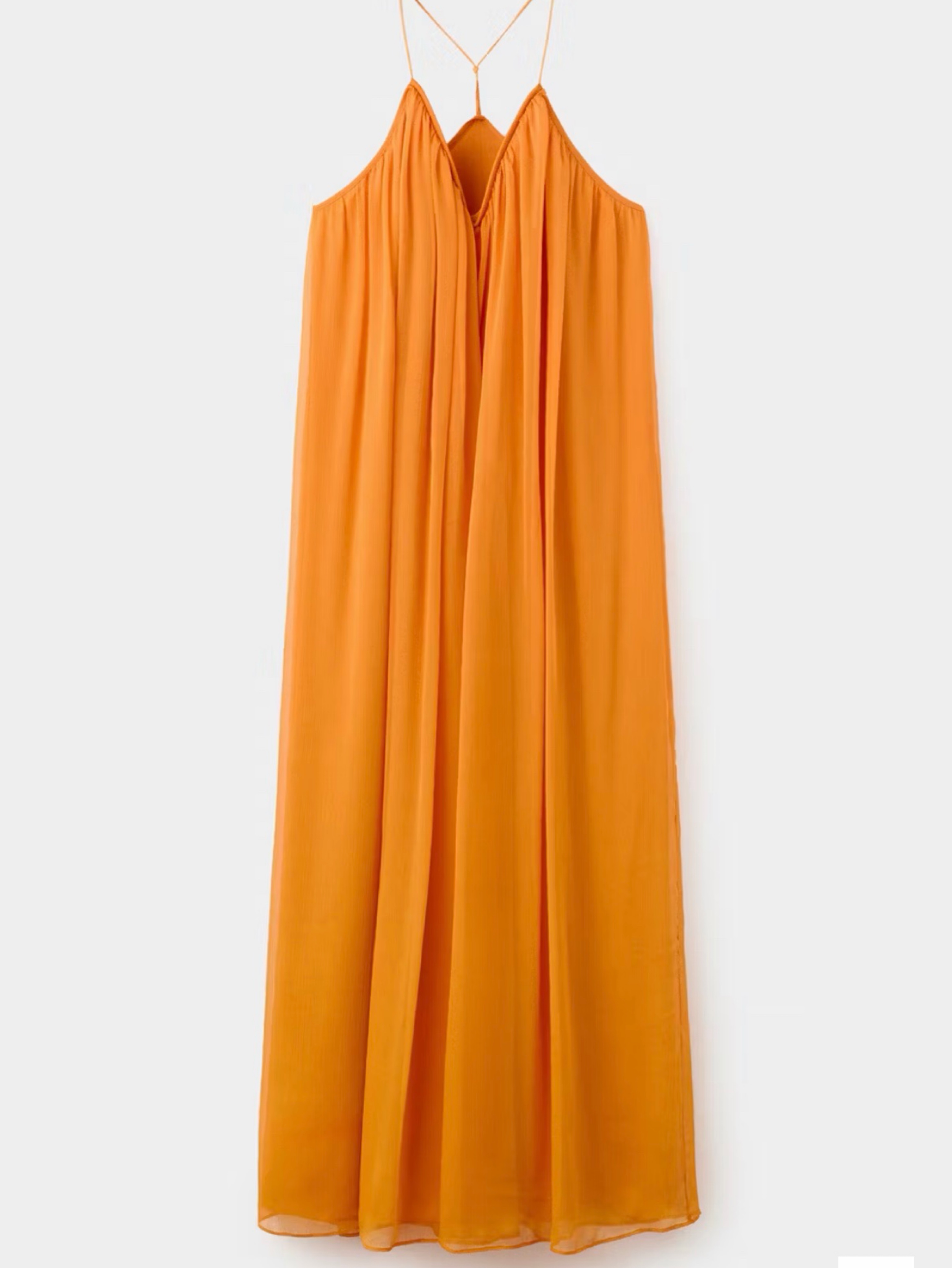 Orange V Neck Maxi Dress