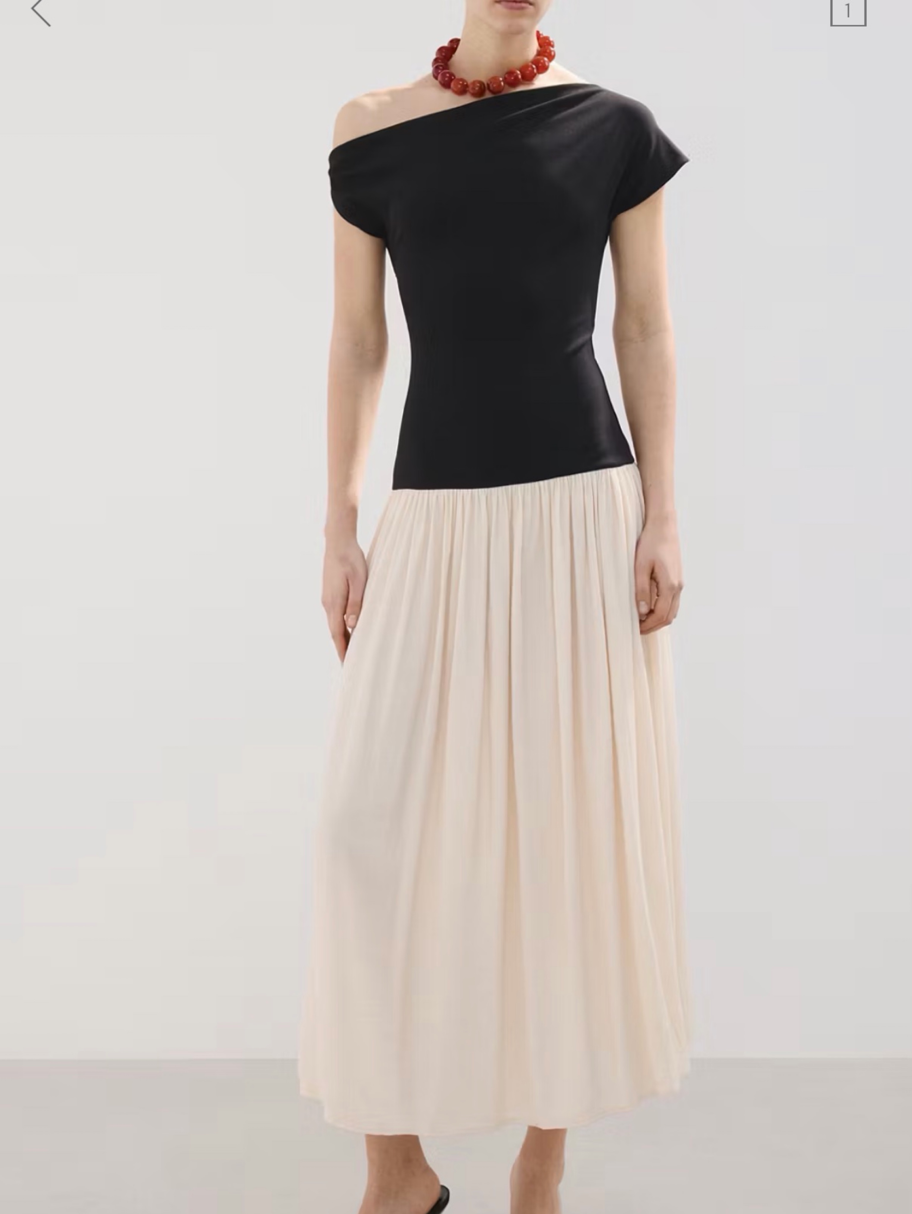 Black Cream Colorblock Midi Dress