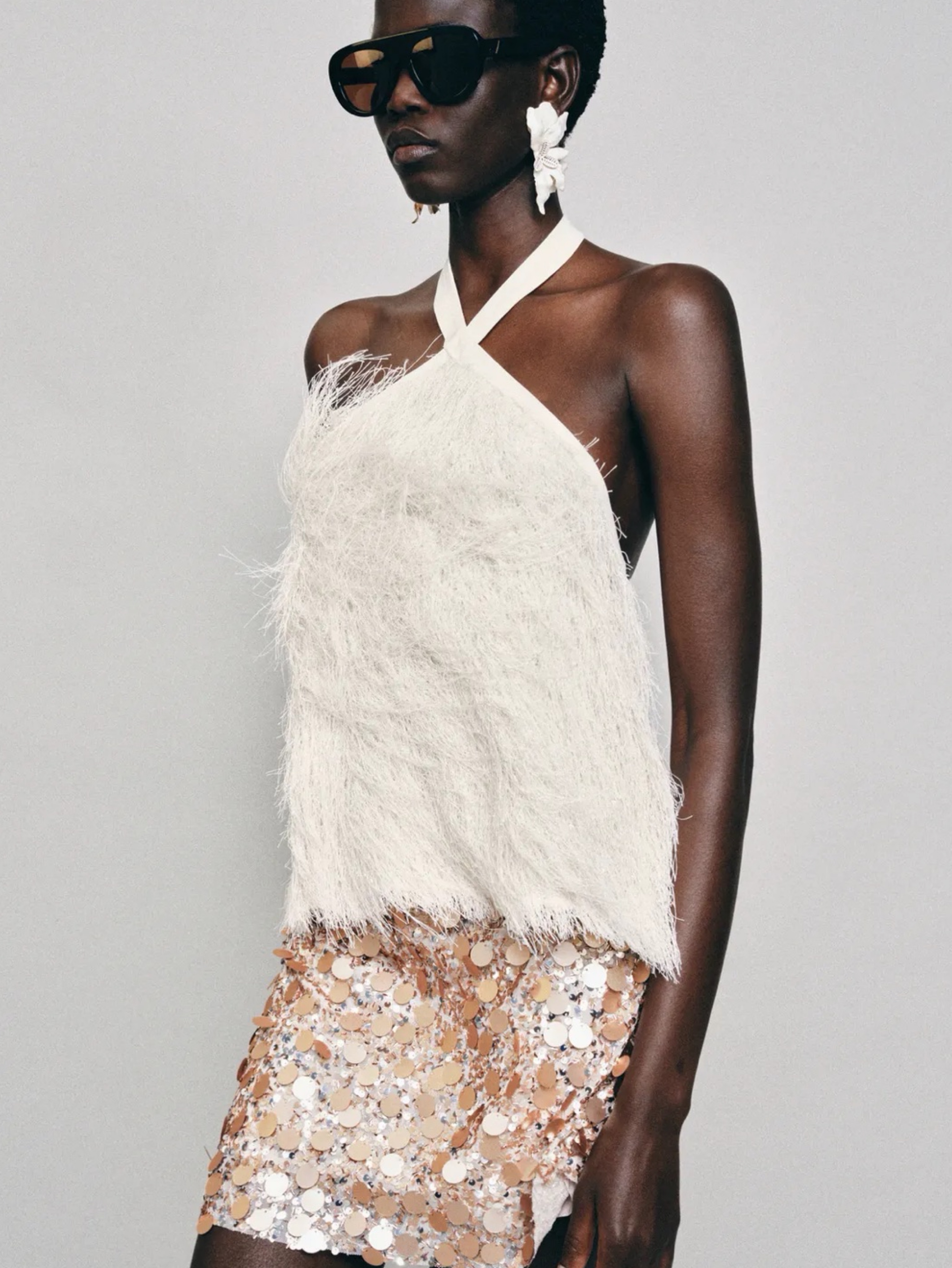 White Fringe Halter Top