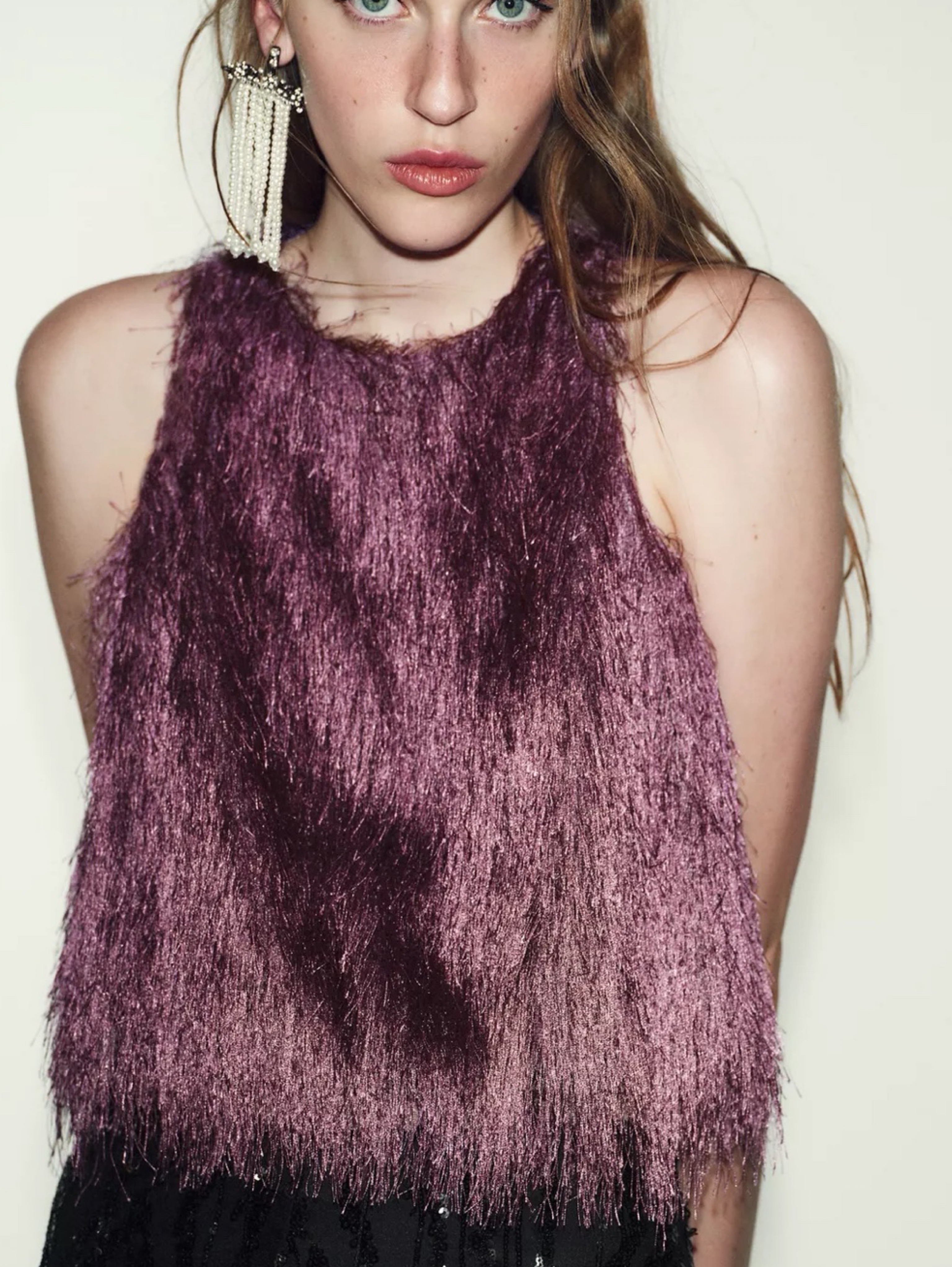 Zara Purple Fringe Top