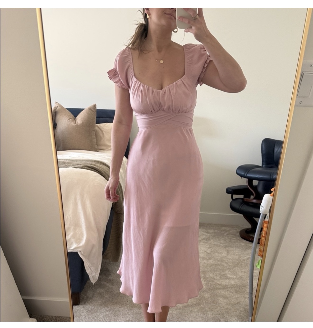 bridal slip dress STYLE 008 // WIDE STRAP – THE OWN STUDIO vdaygift25 COLOR:Green Slate Free Sizing Exchange Model Greek Yogurt Poppy Seed