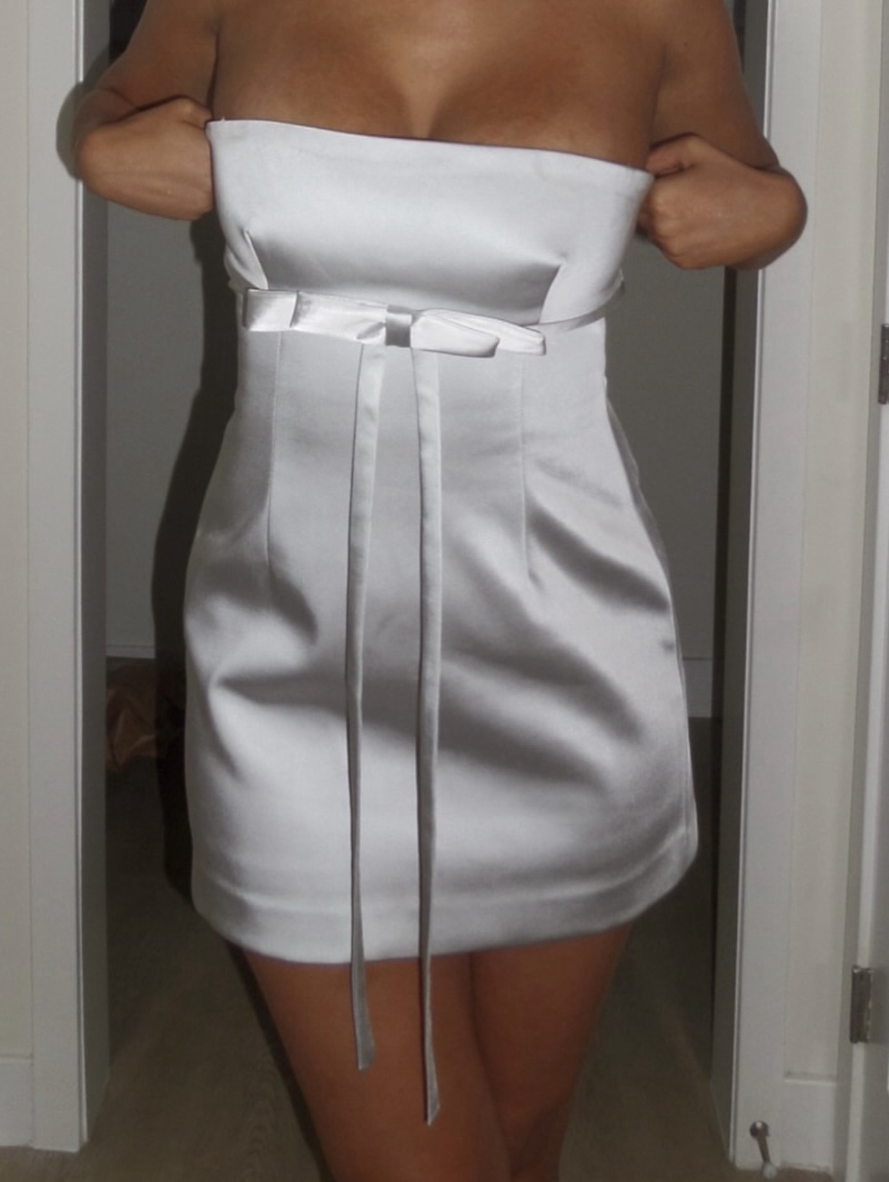 strapless satin dress zara ZARA WOMAN SS23 STRAPLESS SATIN EFFECT DRESS SIZE S 3567 414 050
