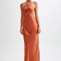 orange satin cut out dress Stunning Cutout Prom Dress with Plunging Neckline 42948