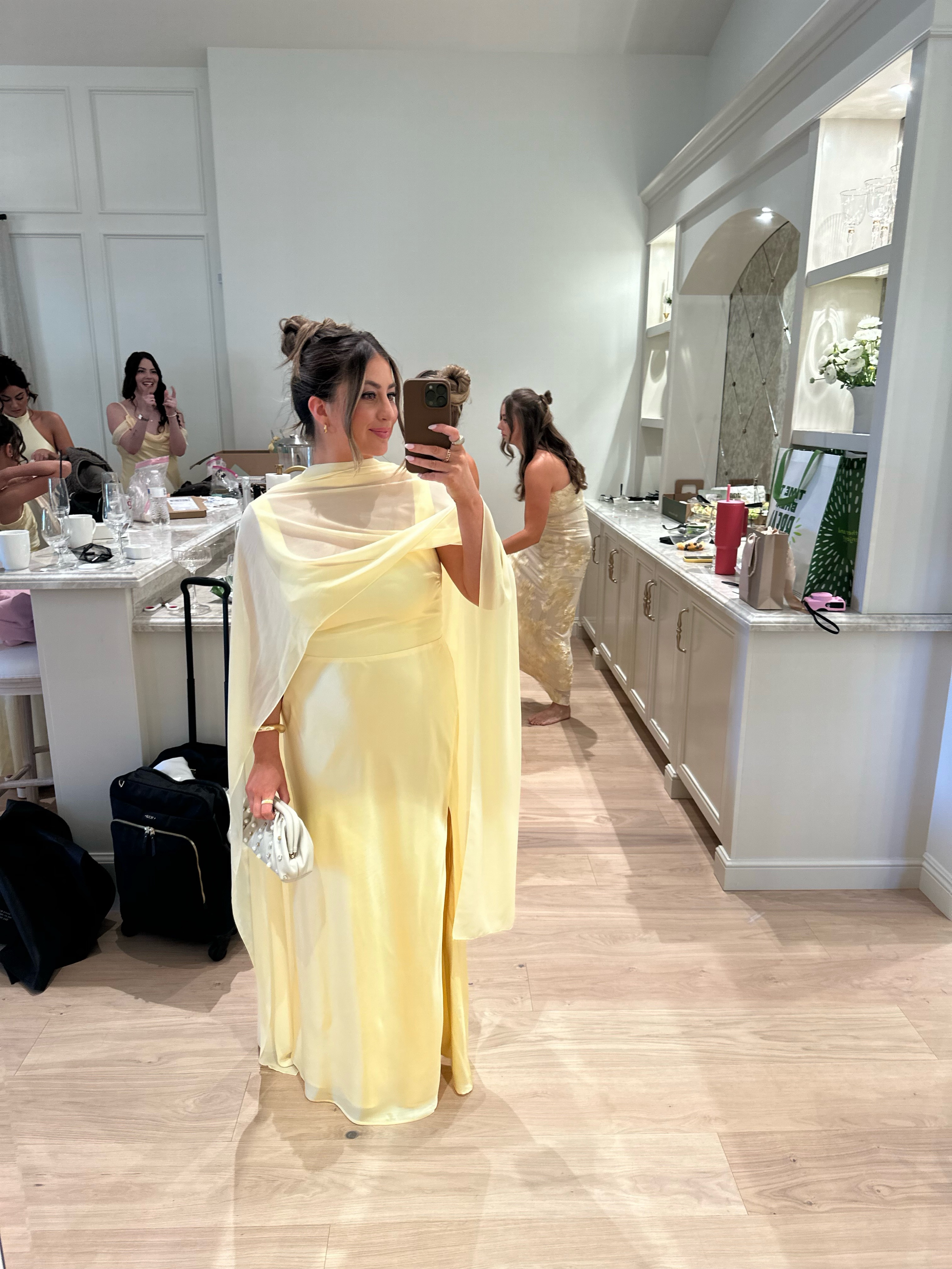 show me your mumu yellow dress Olsen Maxi Dress, in Pale Chiffon | Midweight gauze fabric Maya Maxi Dress, in Pale