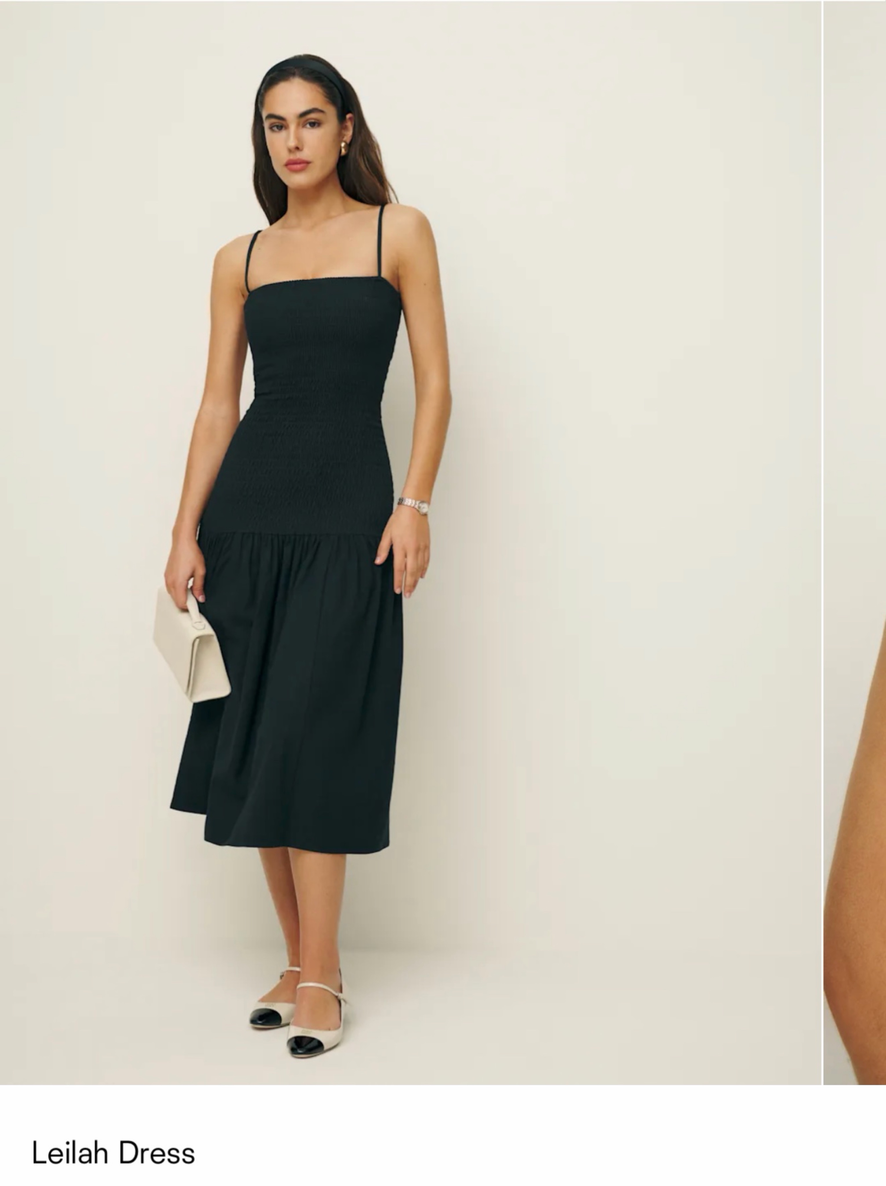 black midi dress reformation Reformation Women's Woodson Dress - Black