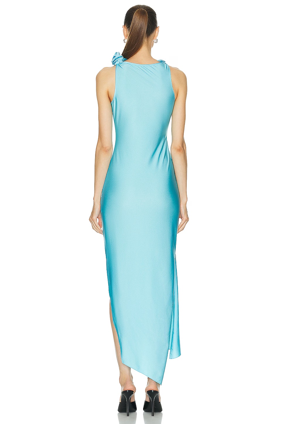 Coperni Turquoise Asymmetric Flower Gown by Coperni - Pickle Coperni Turquoise Asymmetric Flower Gown by Coperni - Pickle