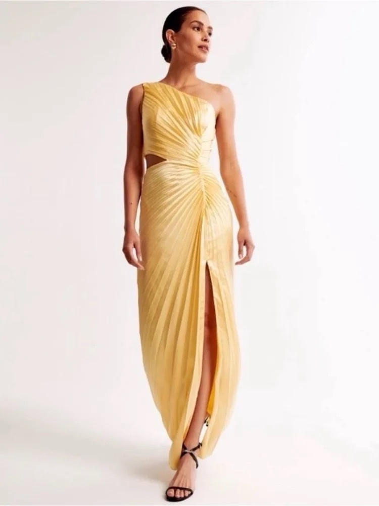 ainsley maxi dress Ainsley Romantic A-Line Slit Maxi Chiffon Bridesmaid Dresses, Daffodil