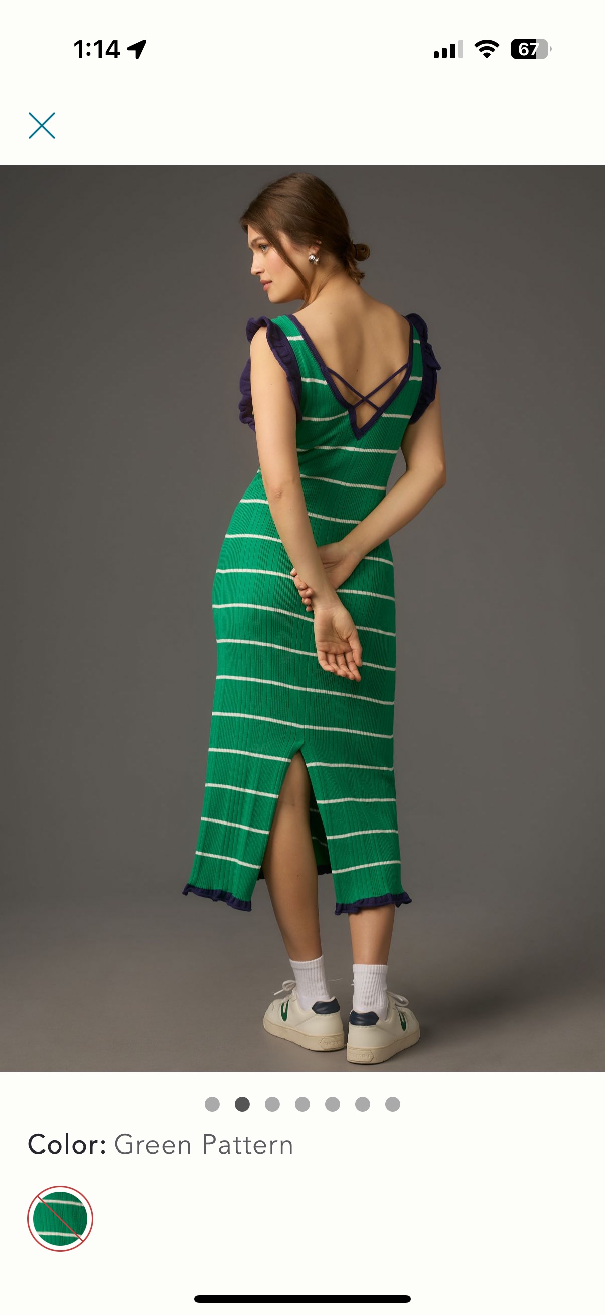 Green Striped Ribbed Knit Midi Dress by Anthropologie - Pickle