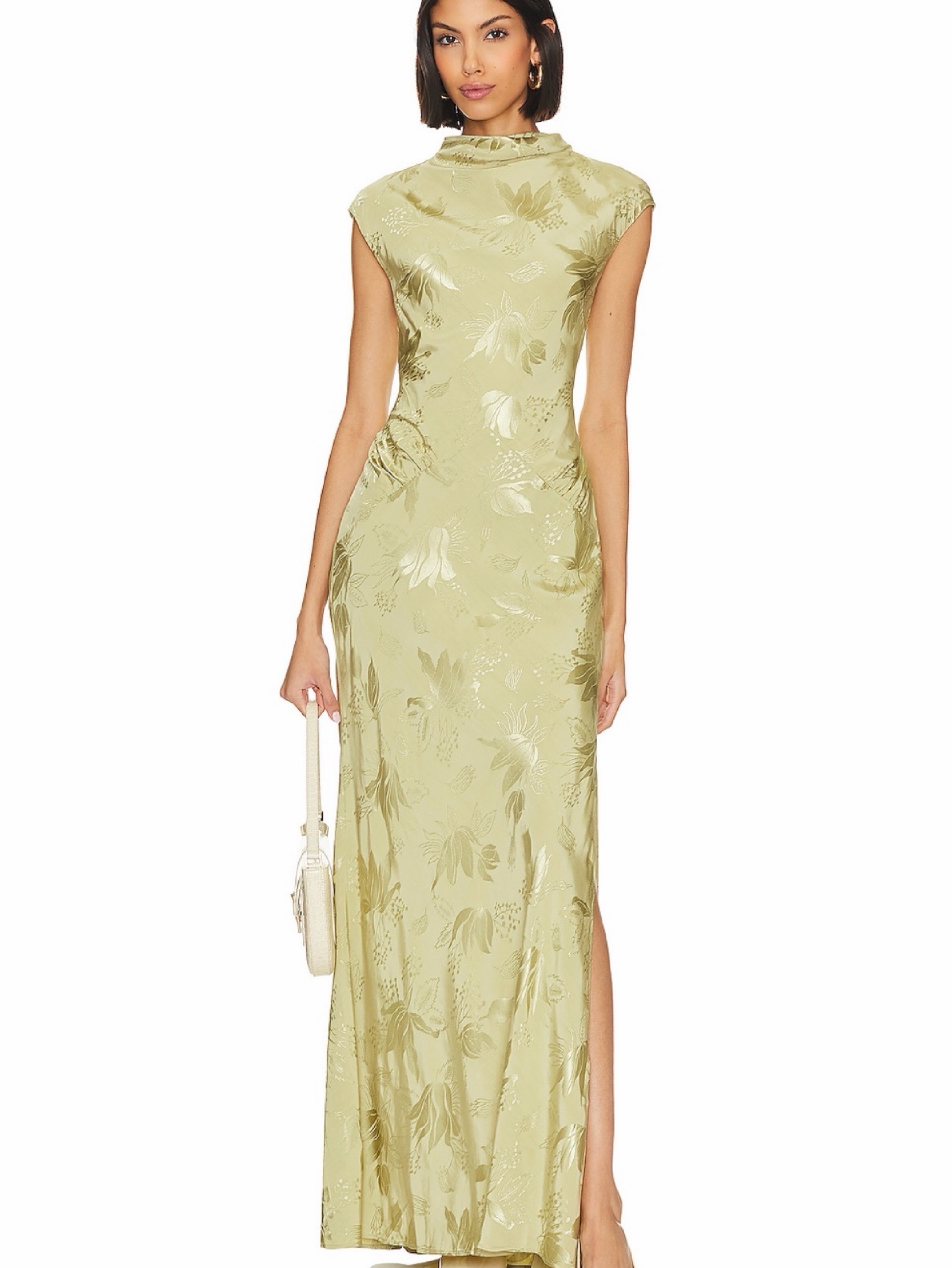 yellow maxi ruffle dress Edna V neckline Neckline:Collared Xella Yellow Pleated Chiffon Size:US Size 12