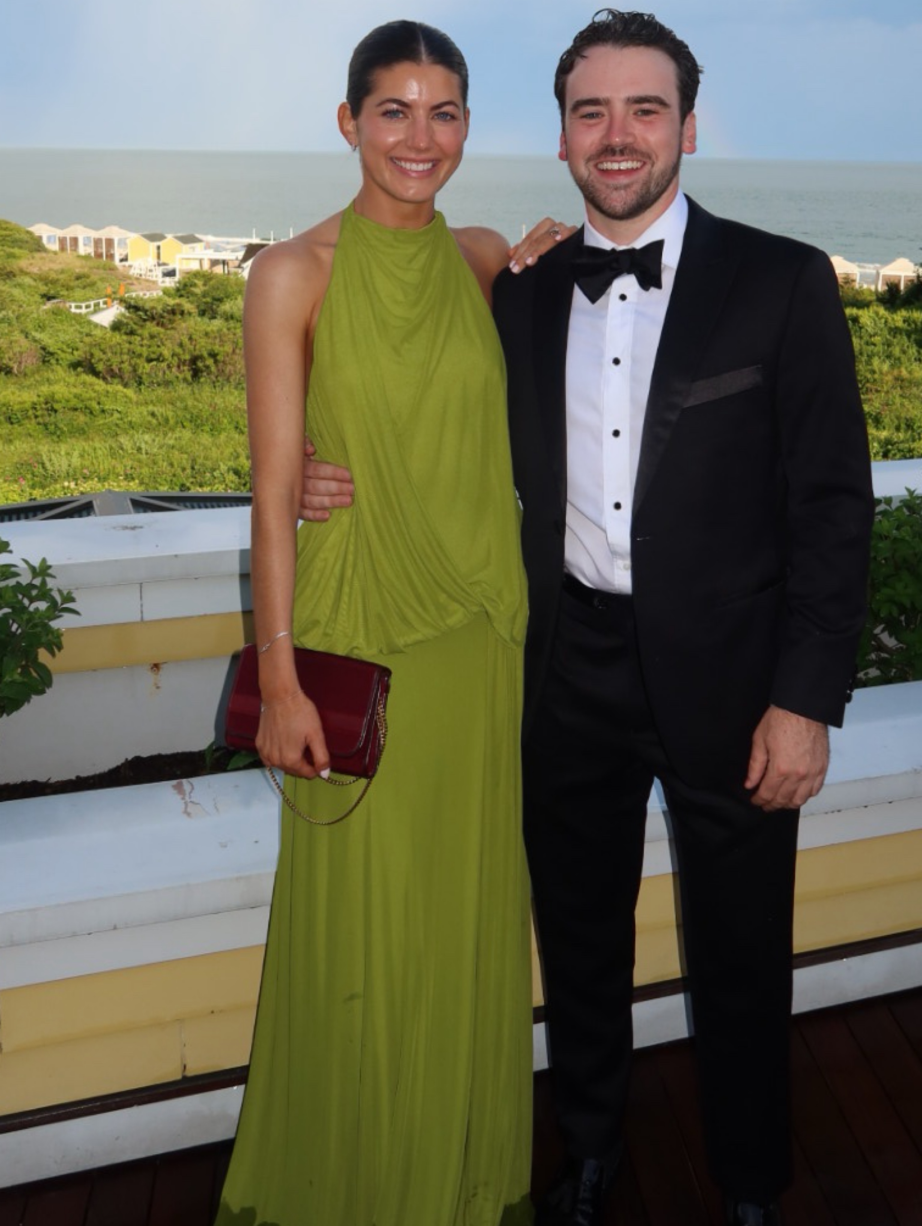 Green halter floor length dress