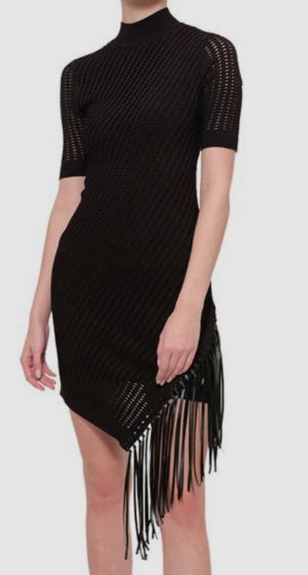 Johnathan Simkhai Orla Pointelle Knit Fringe-Hem Mini Dress