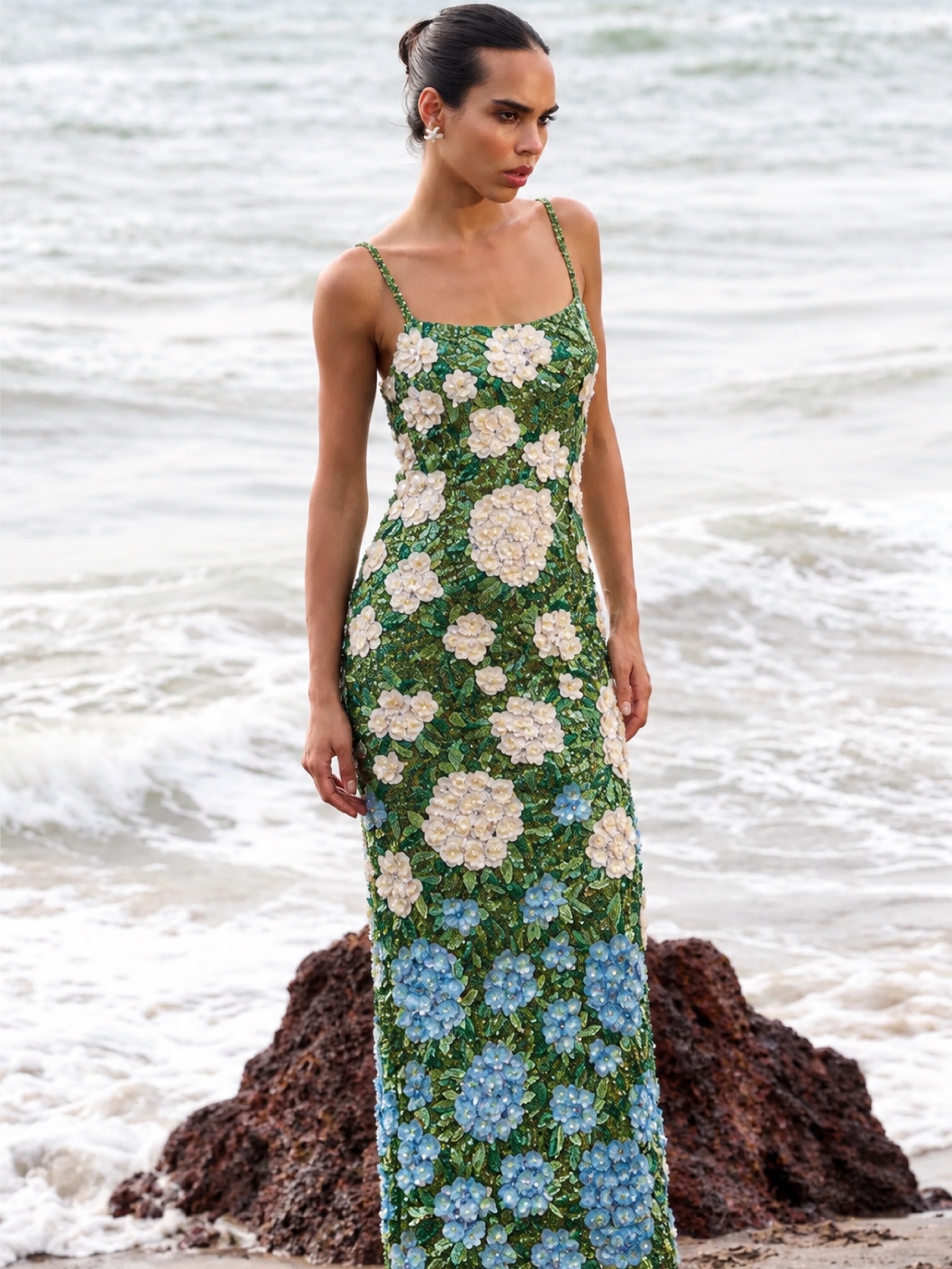 garden party green dress La Fuori Sequin Floral by La Fuori garden party formal dress code