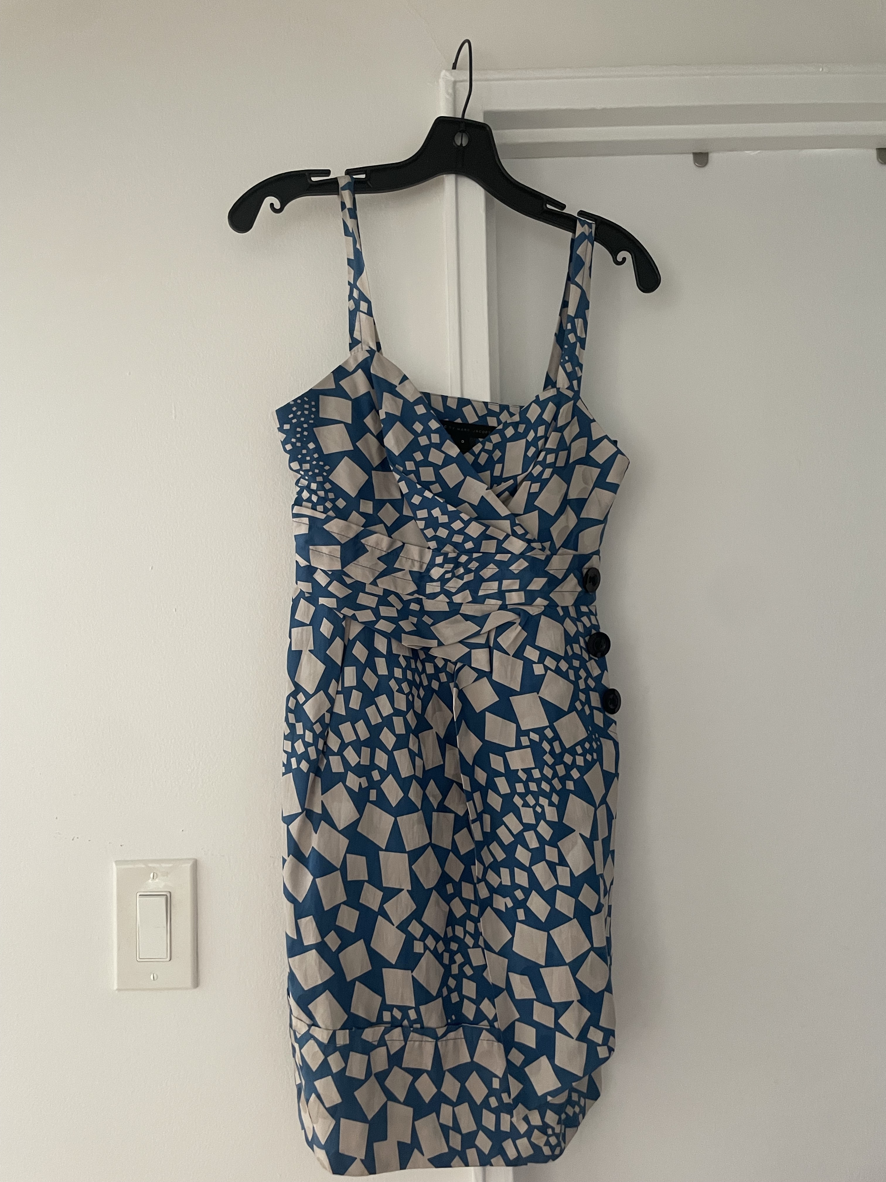 marc jacobs cocktail dress Marc Jacobs Ribbon Strap Chiffon Dress in Navy Multi, Size Large