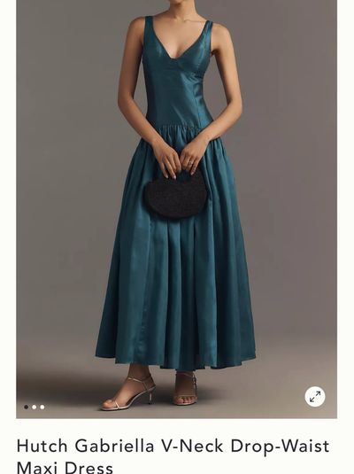 Hutch Gabriella Teal V-Neck Drop-Waist Maxi Dress