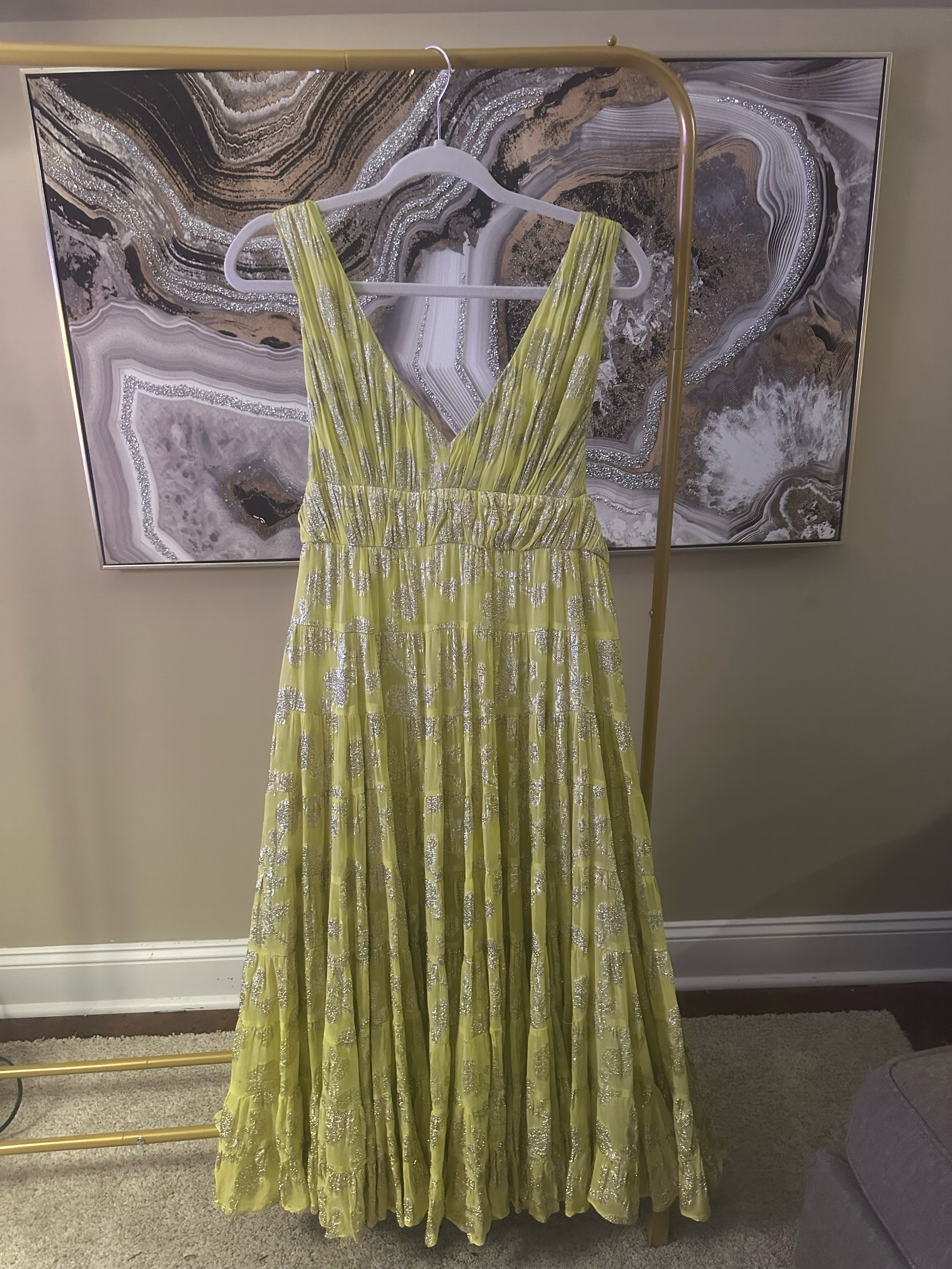 floral jacquard tiered maxi dress let me be LET ME BE Floral Jacquard Tiered Maxi Dress Women's Size SP Melon