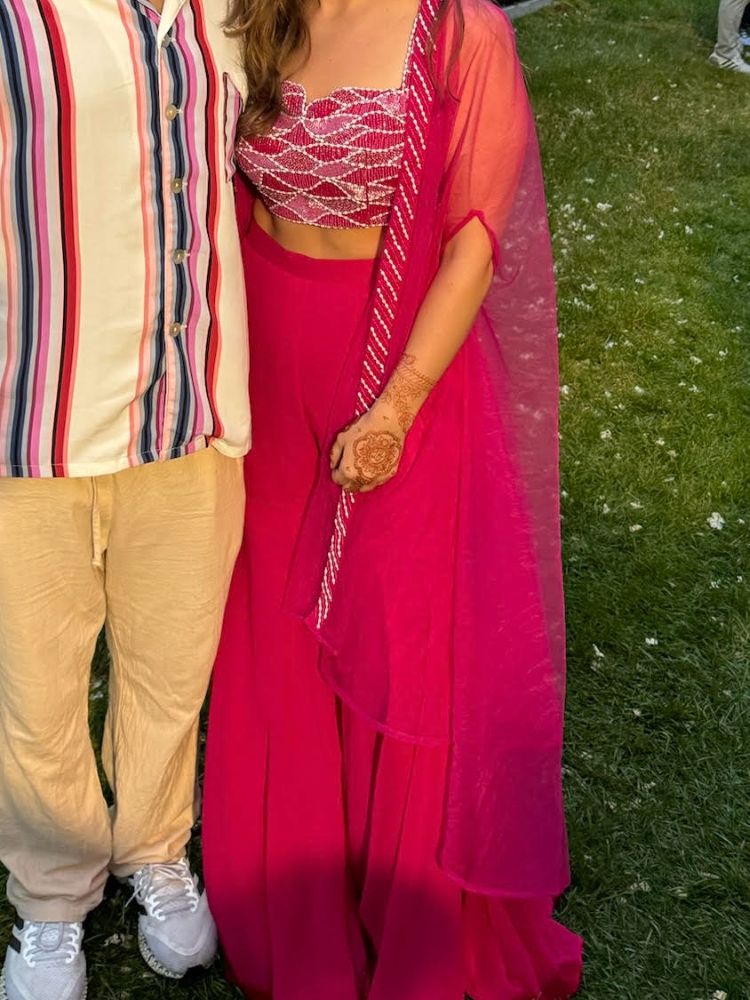 Hot Pink Embellished Indian Palazzo Set
