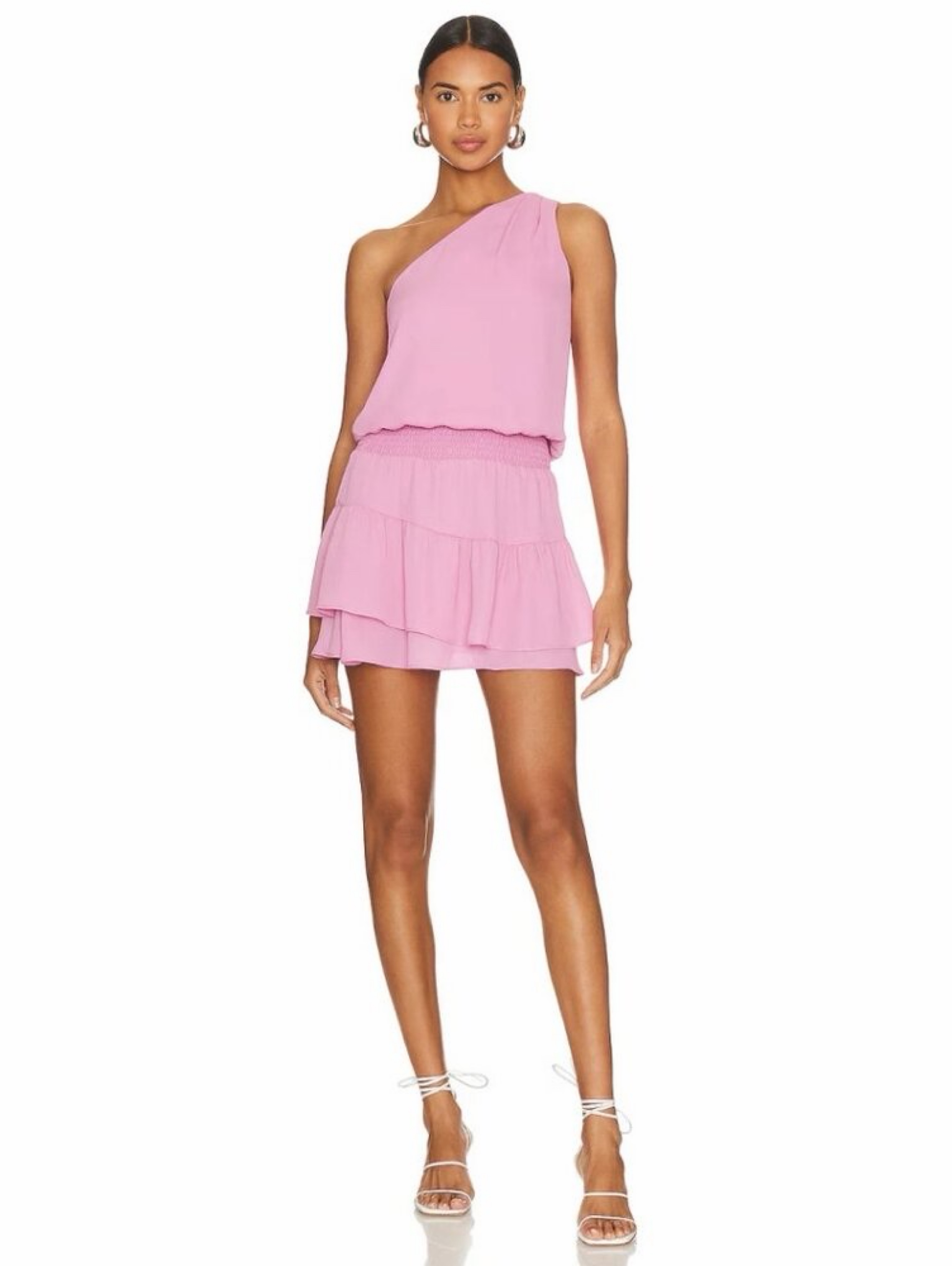krisa one shoulder ruffle dress krisa One Shoulder Ruffle Mini in Desire