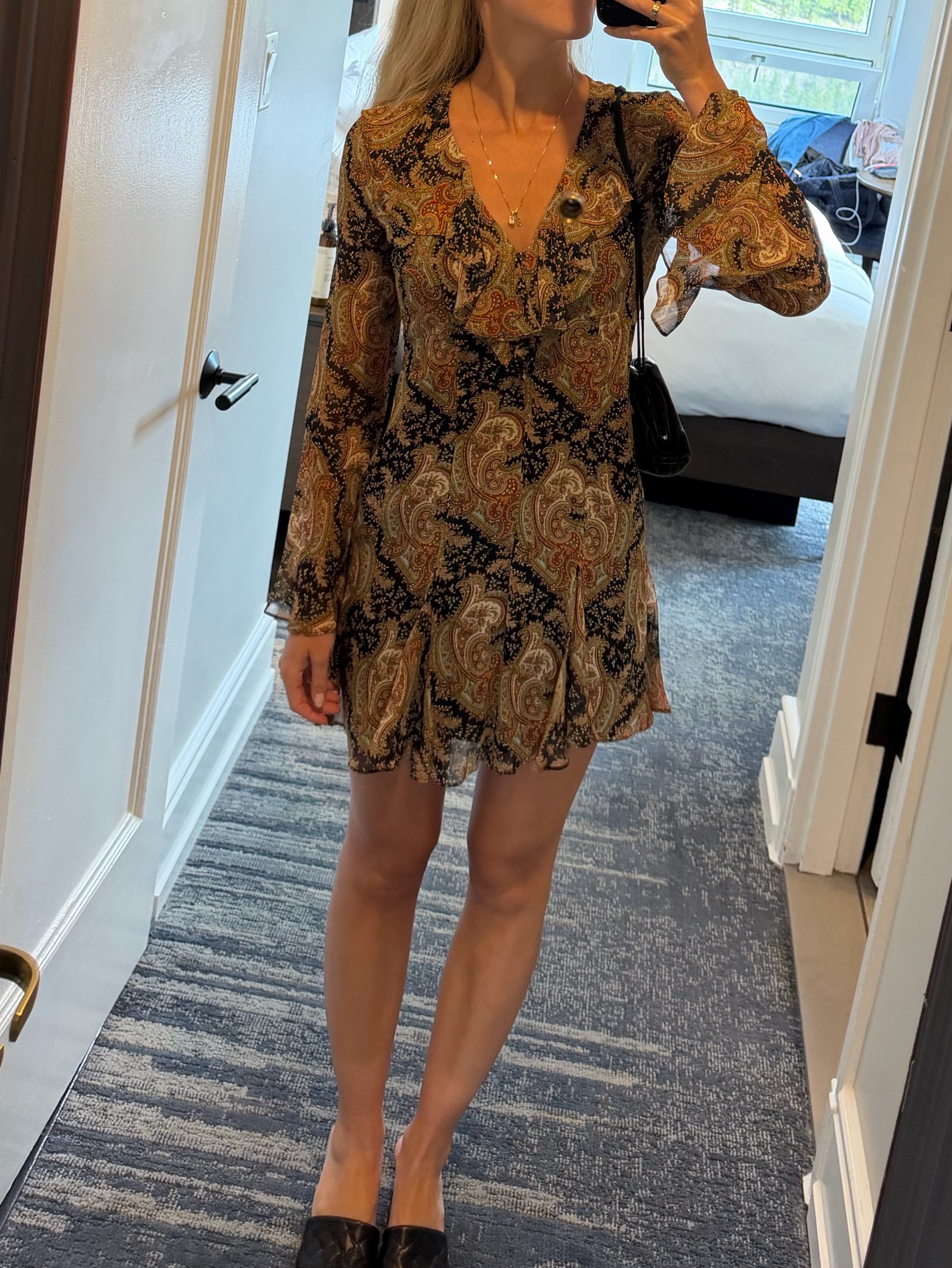 silk paisley dress L'AGENCE Cameron Silk Shirt Dress In Regatta Blue/Ivory Large Paisley