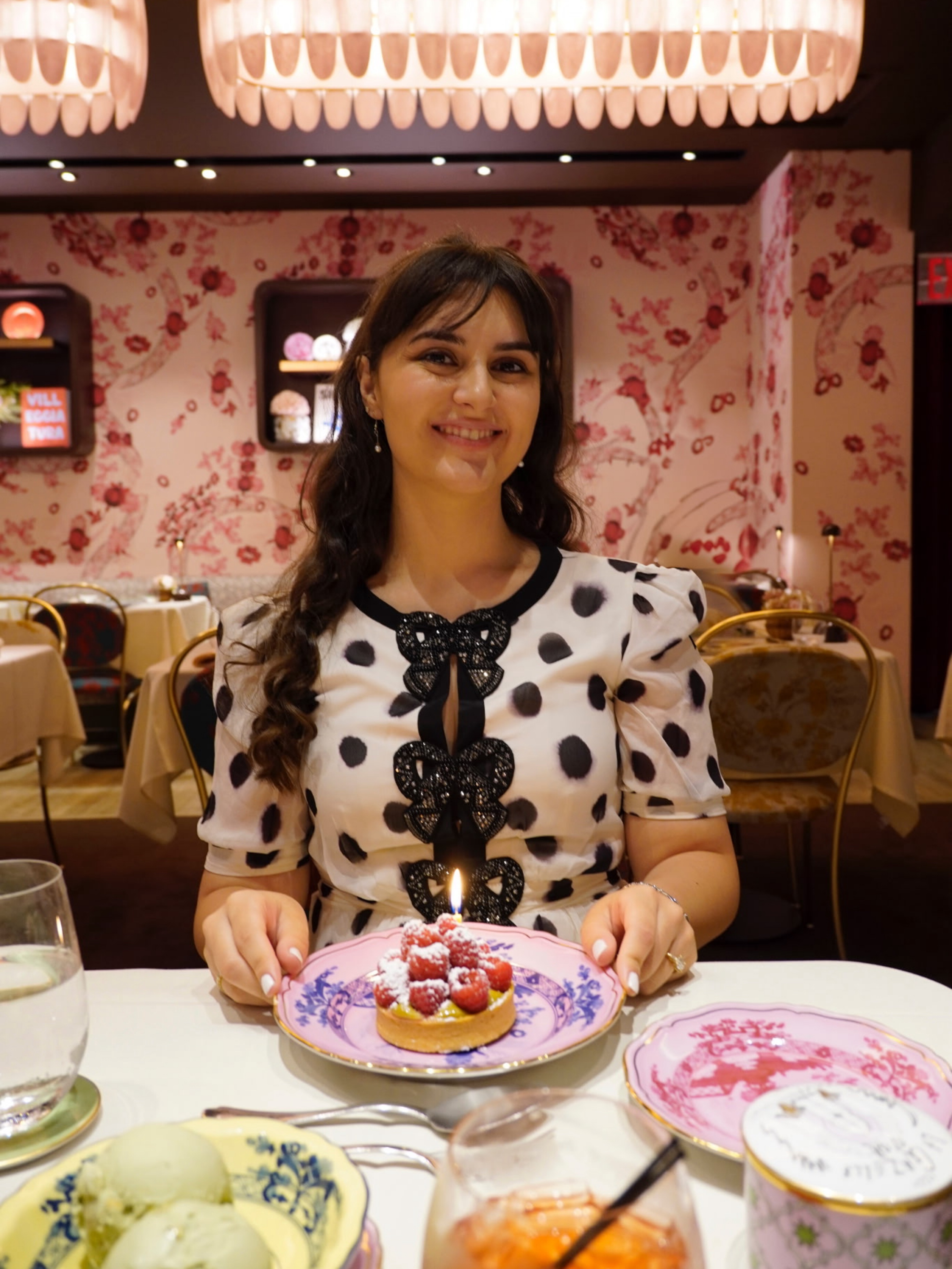 SALONI: Jamie Bow Polka-Dot Mini Dress