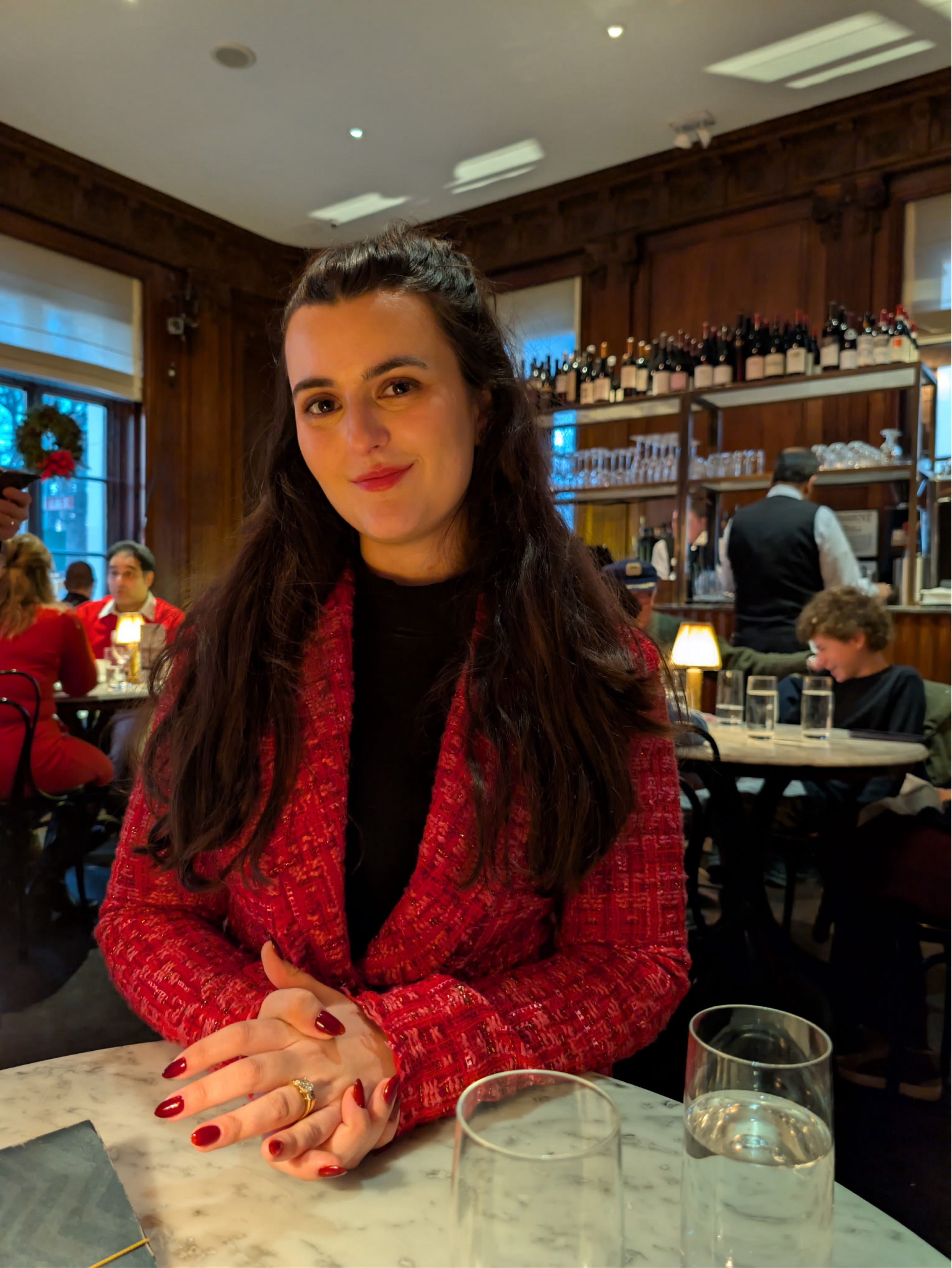 AQUA: Vibrant Red Tweed Blazer