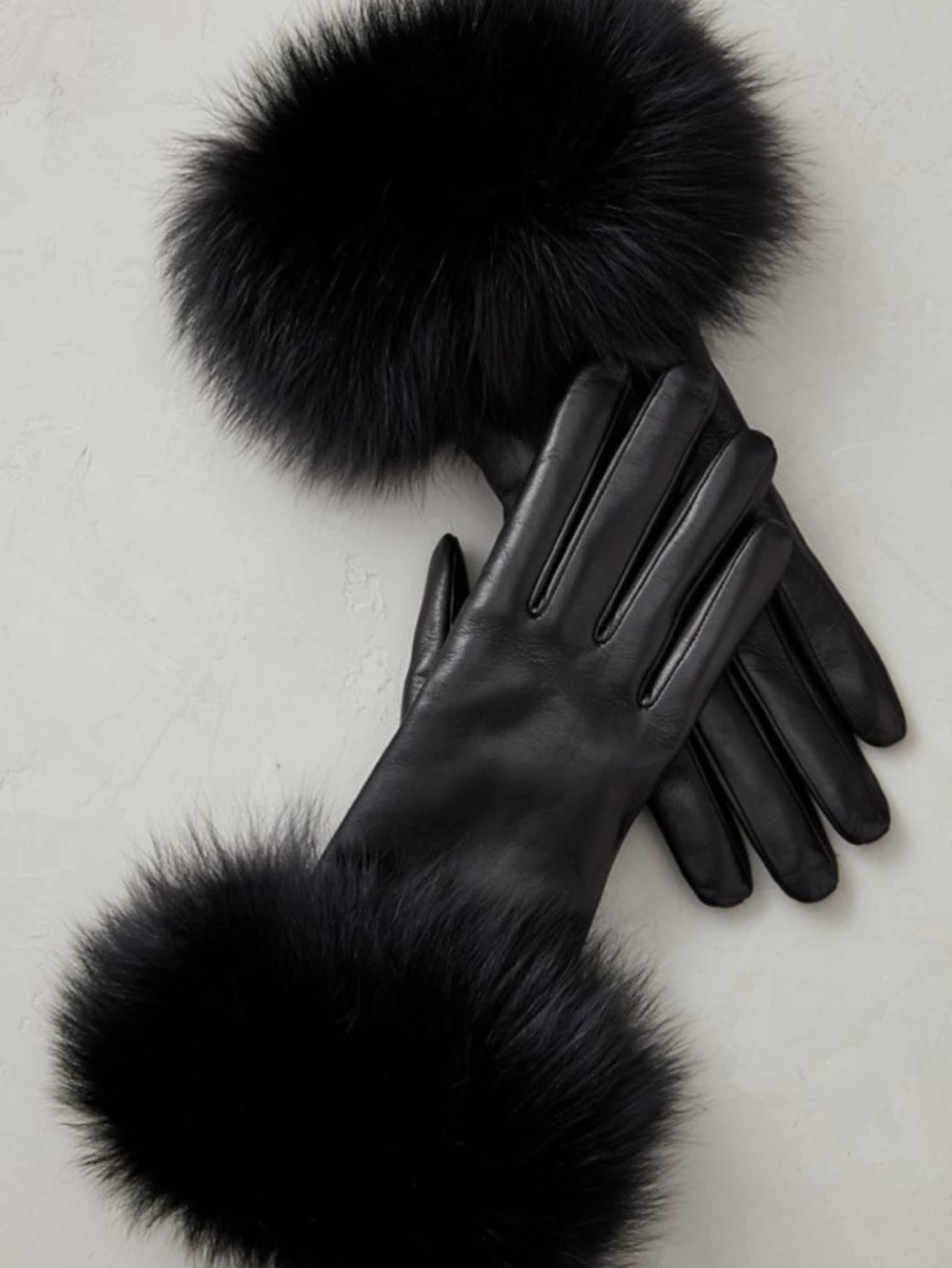 Fur Cuff Leather Gloves