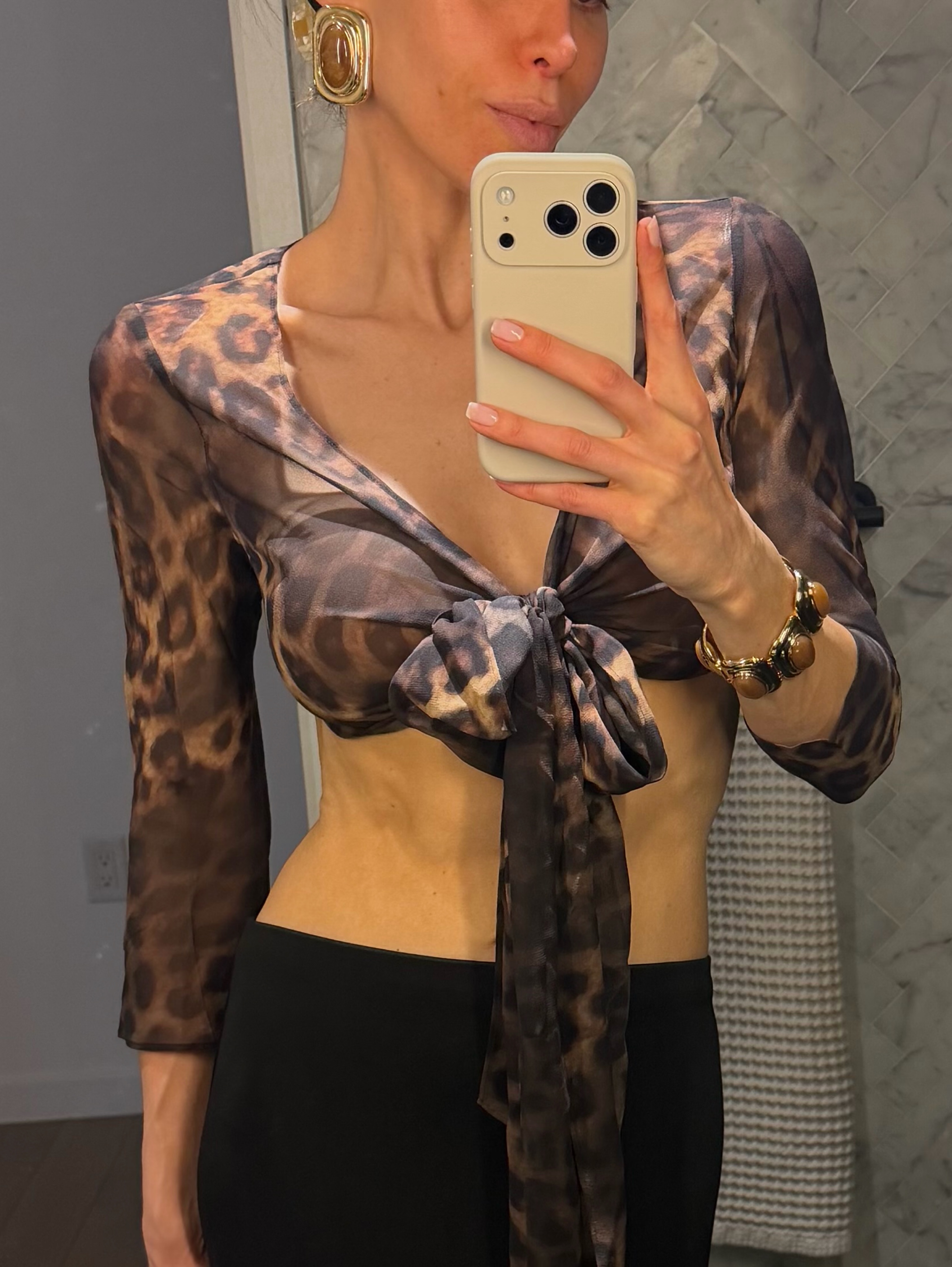 Silk Leopard Tie Top