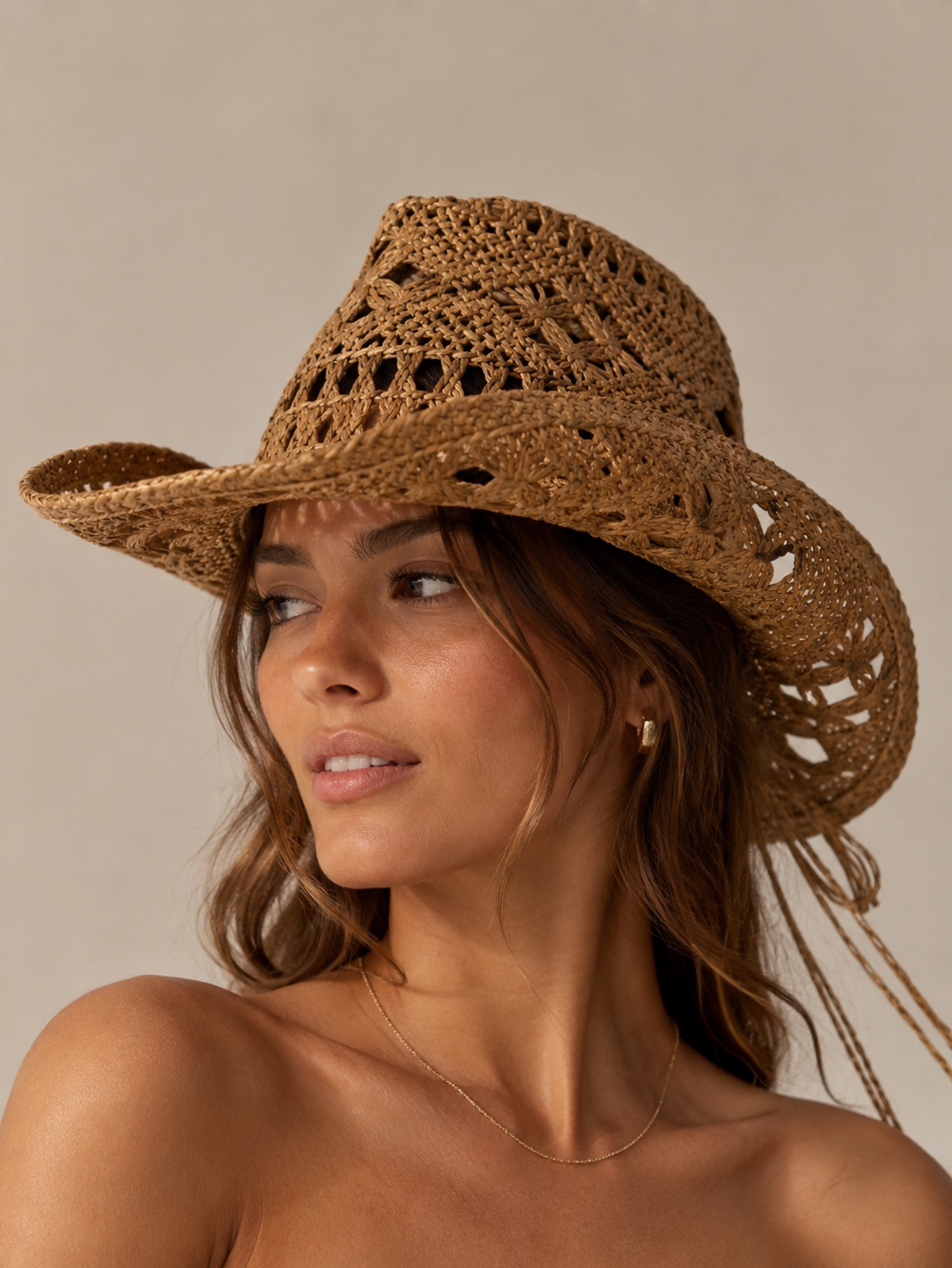 Brown Straw Crochet Cowboy Hat – Western Beach Hat