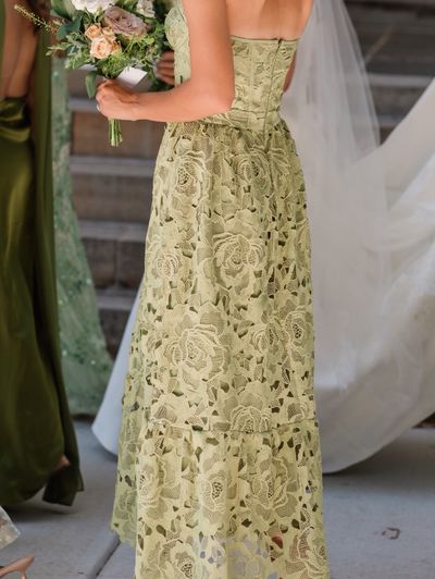 AKALIA Amelia Lace Bustier Midi Dress - Green by Akalia | Pickle