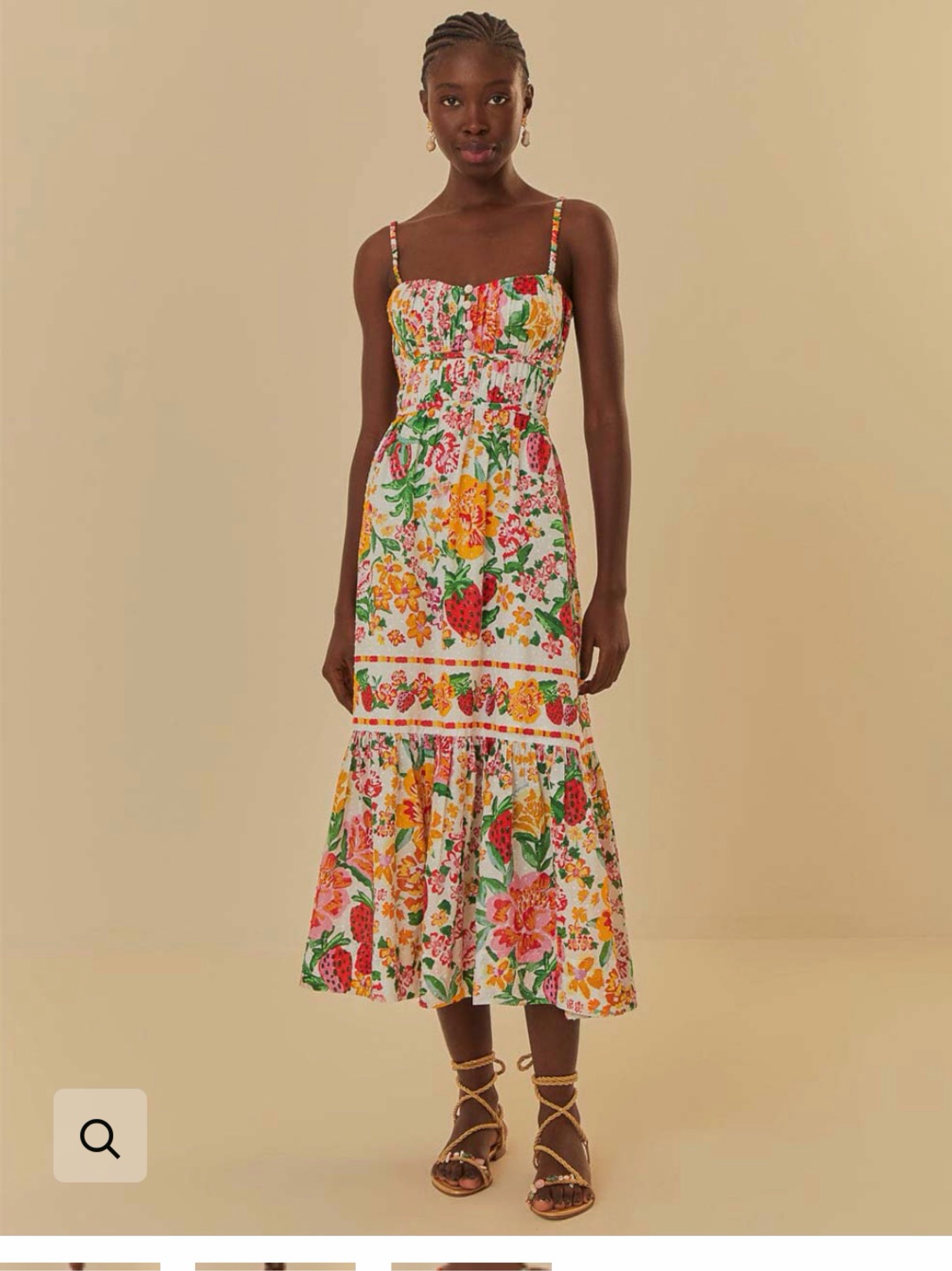 Farm Rio Floral Sketch Midi Dress