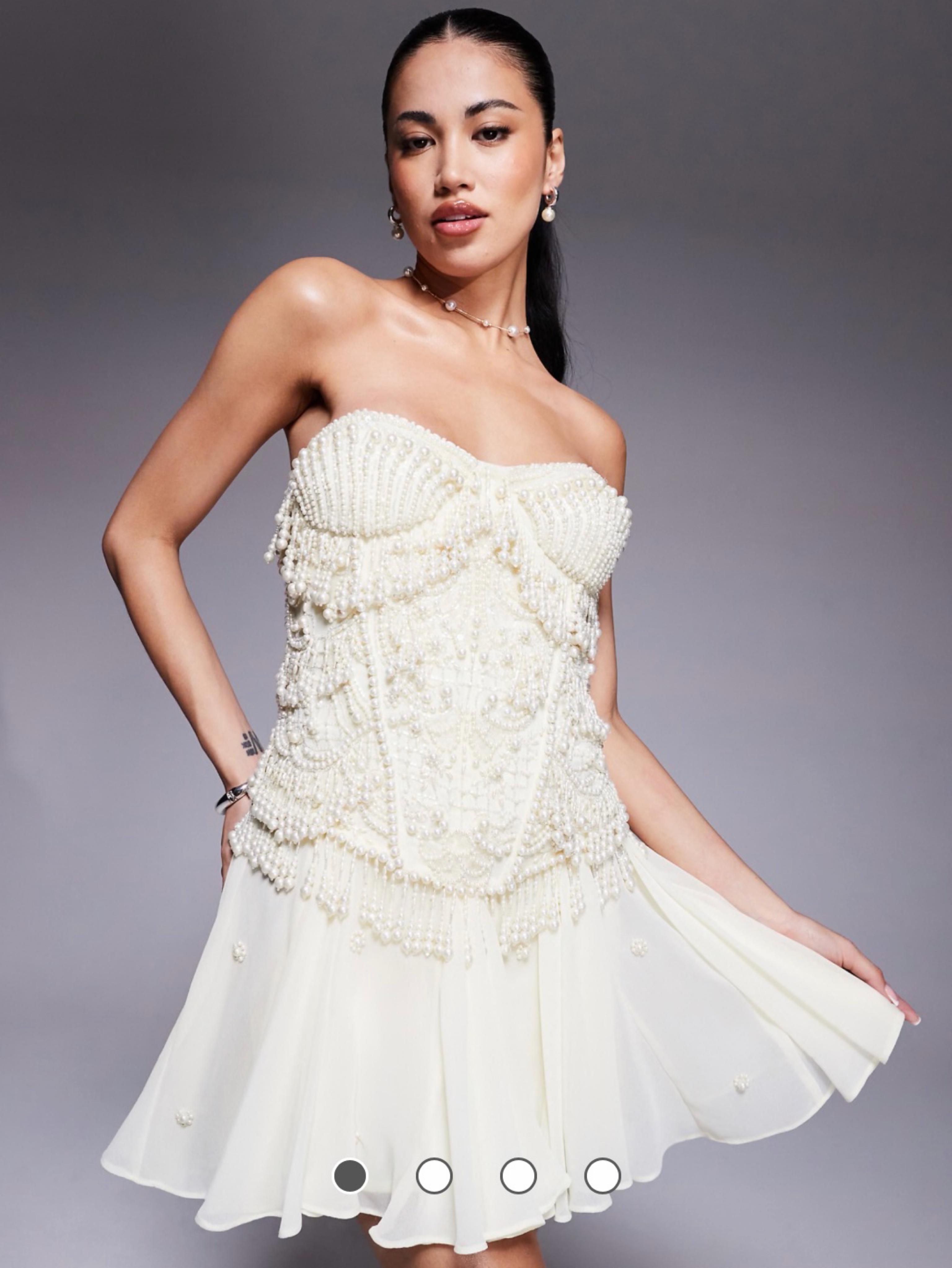 ASOS Design Corset Mini Dress with Pearl Beading