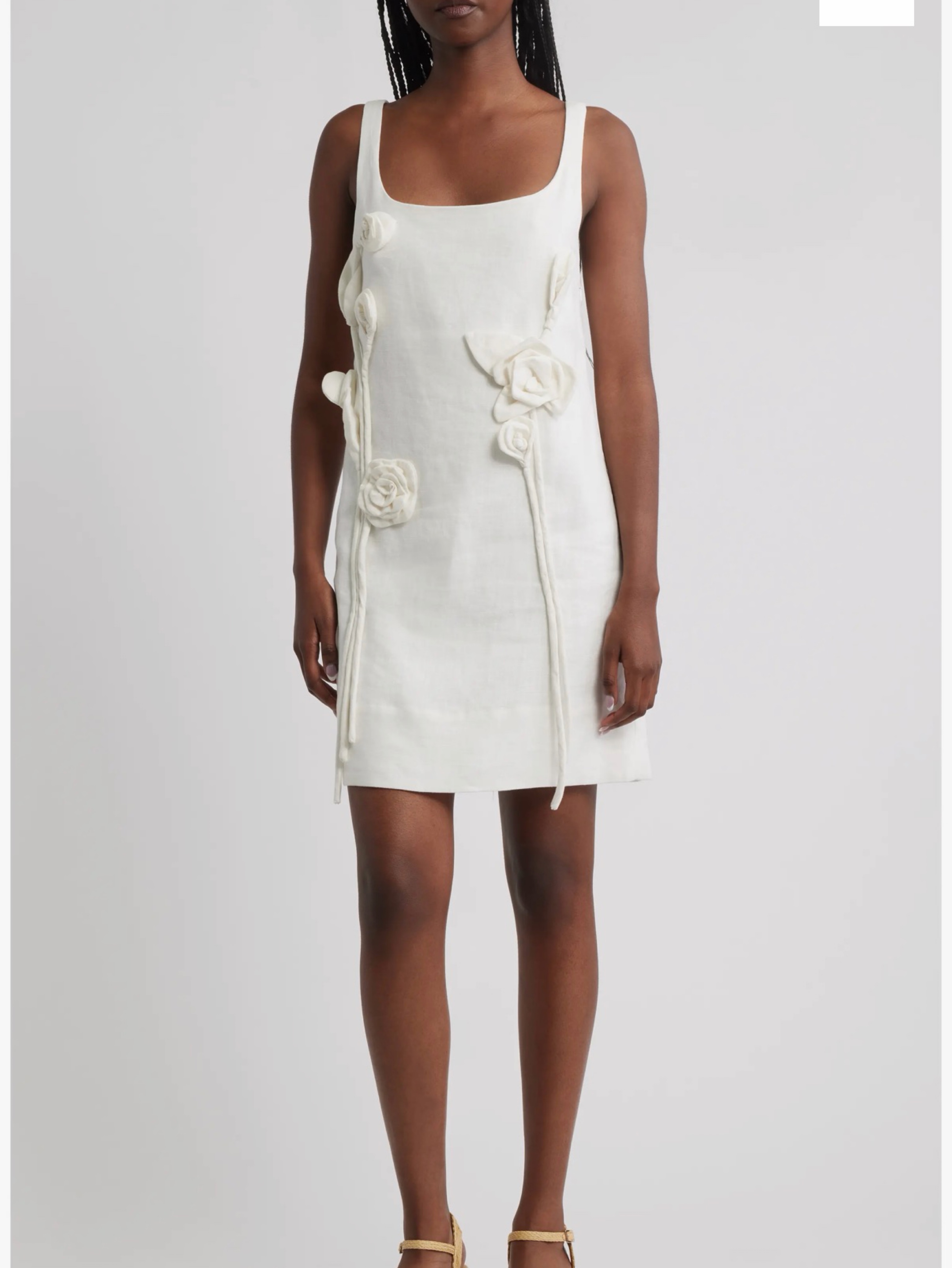 Farm Rio Rosette Linen Mini Dress