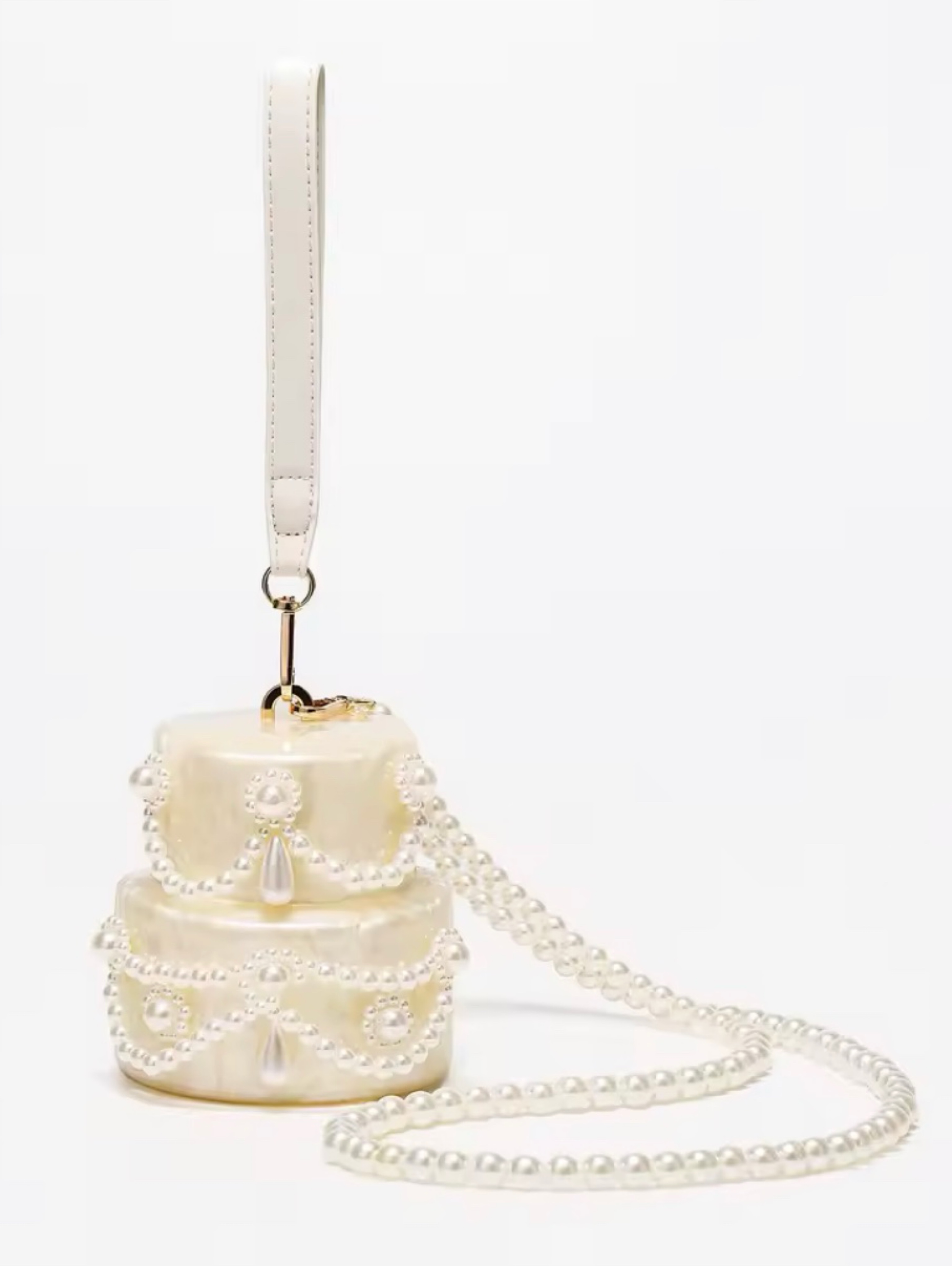 Pearl Embellished Cake Clutch Purse